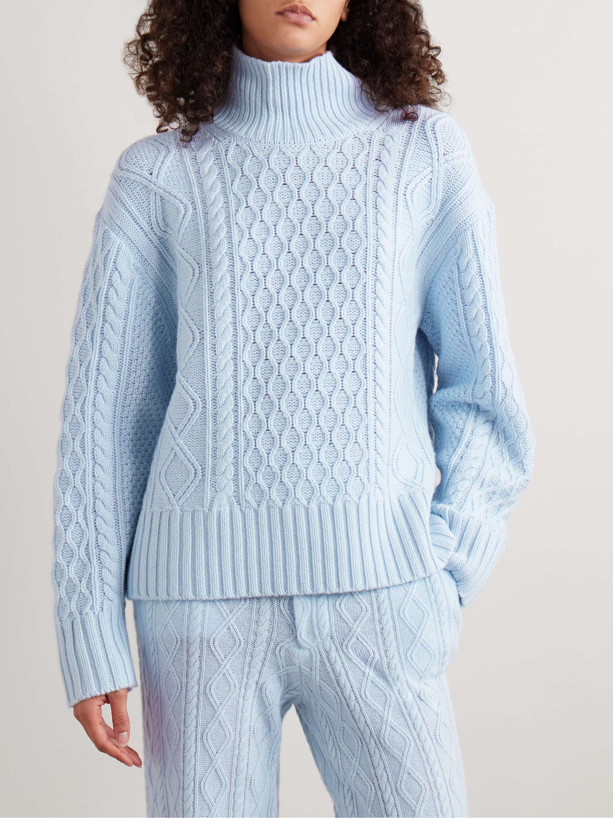 Cable-knit wool and cashmere-blend turtleneck sweater view