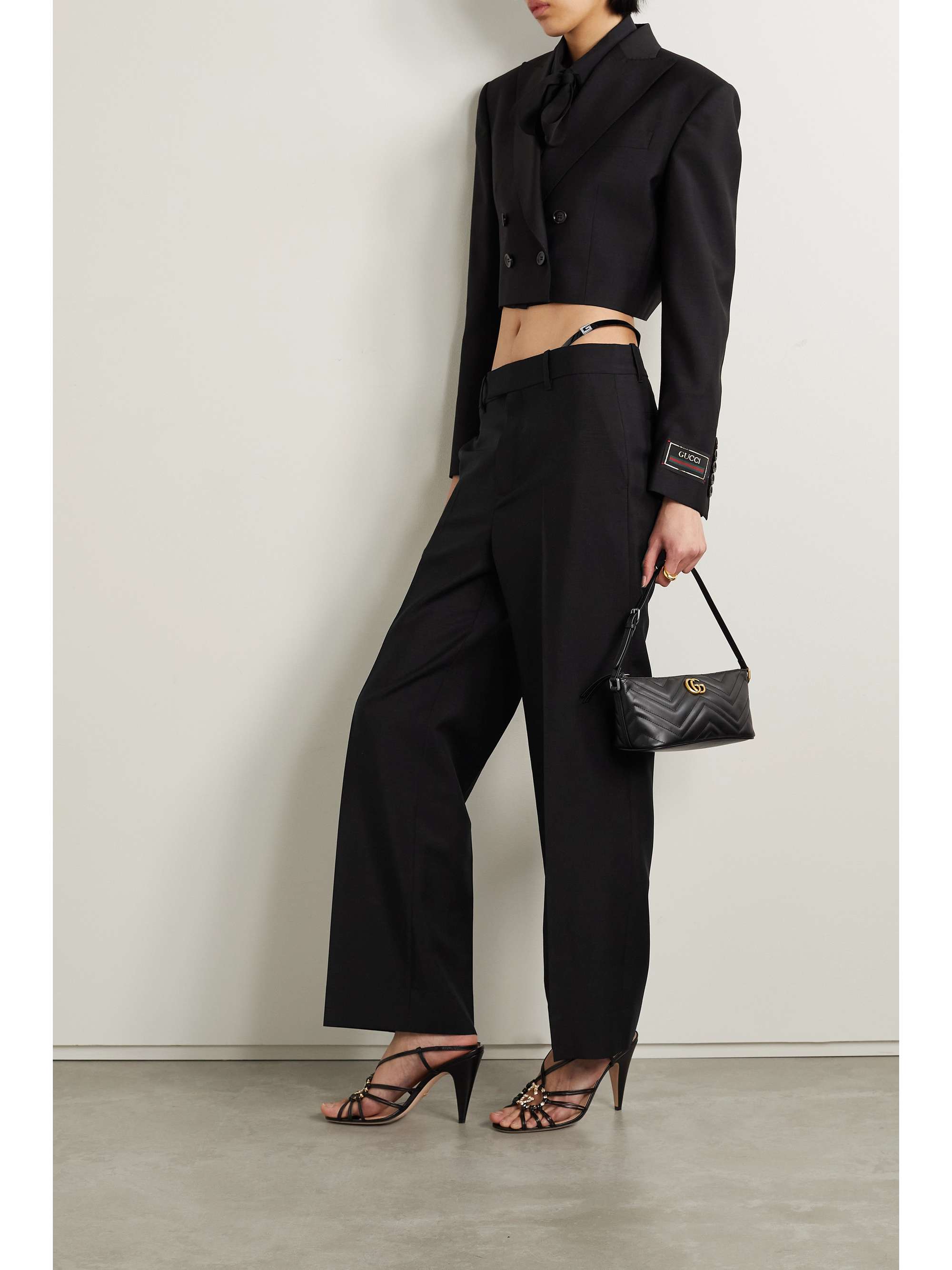 Crystal-embellished mohair and wool-blend straight-leg pants view