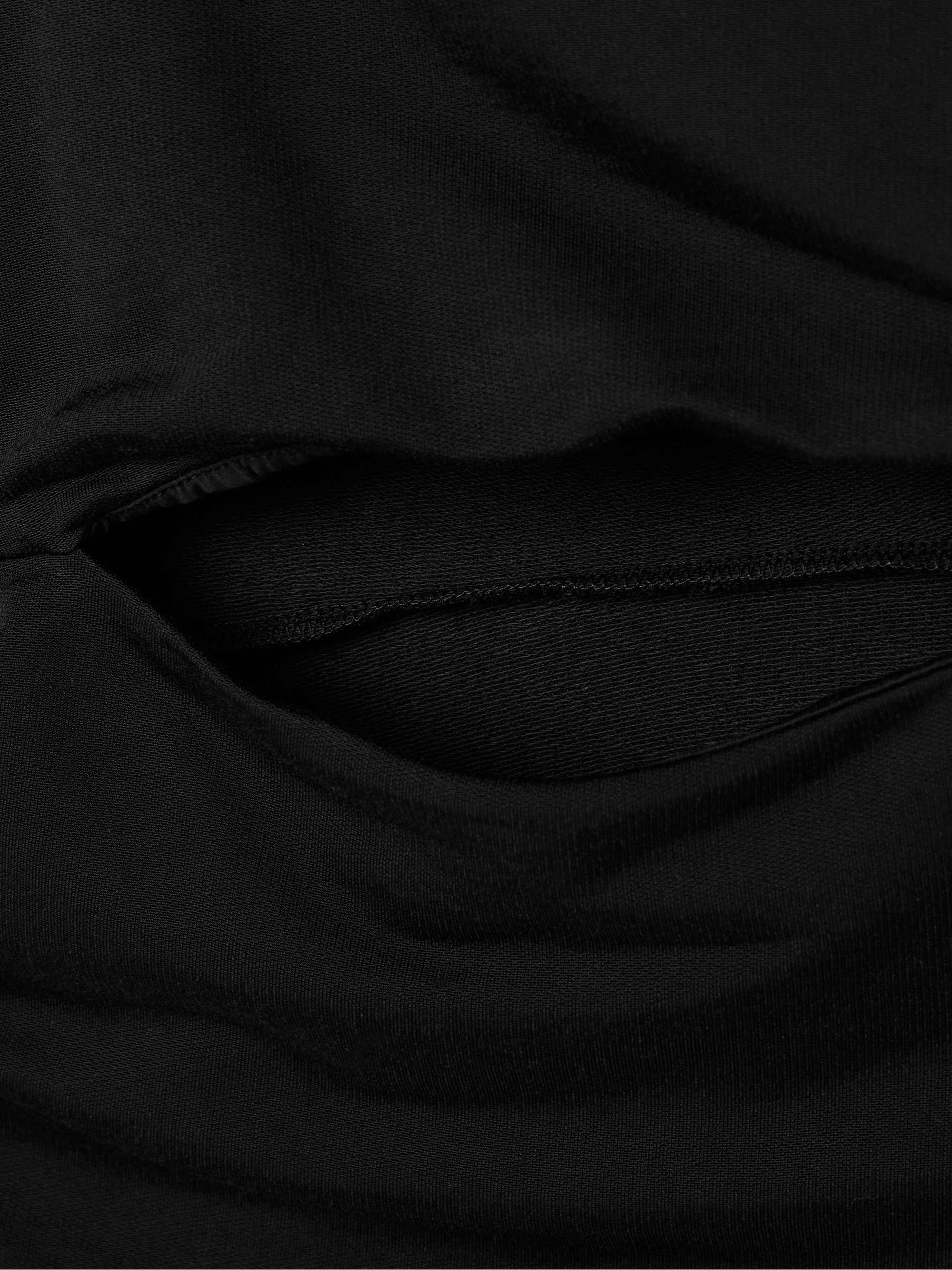 Cutout knotted ruched stretch-jersey top view