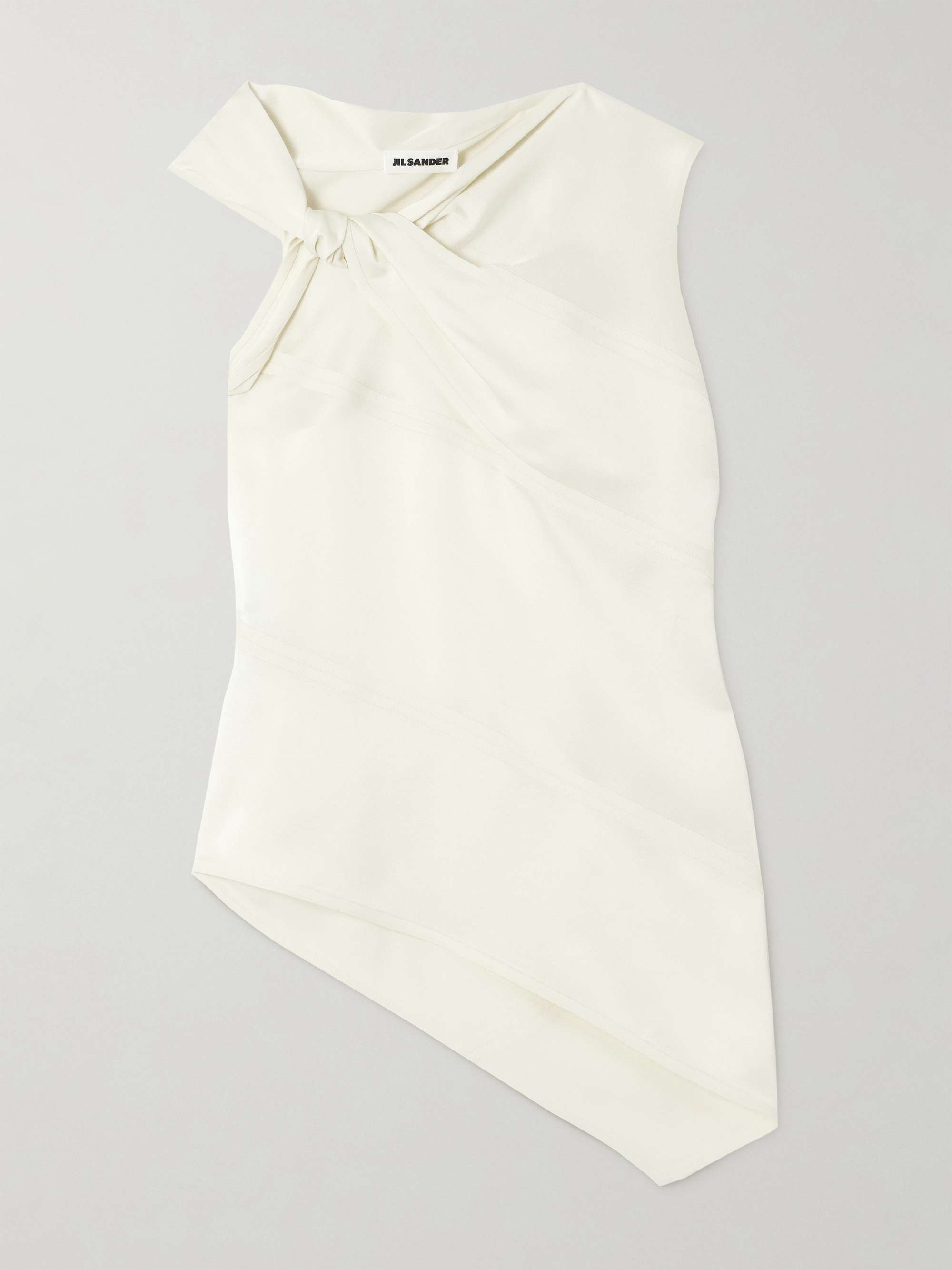 Asymmetric knotted satin top view