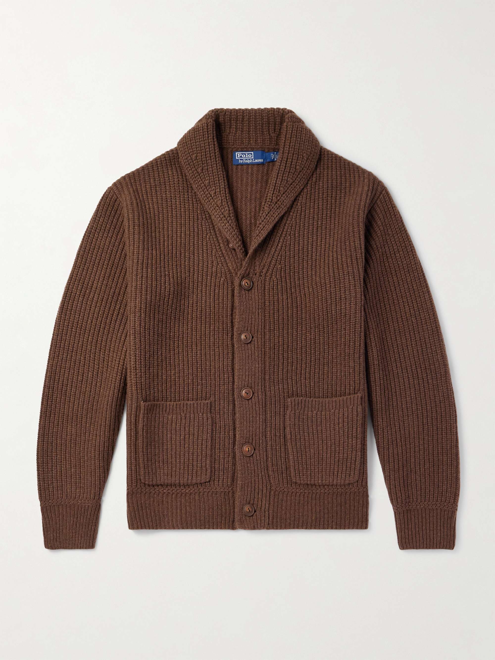 Shawl-Collar Wool and Cashmere-Blend Cardigan view