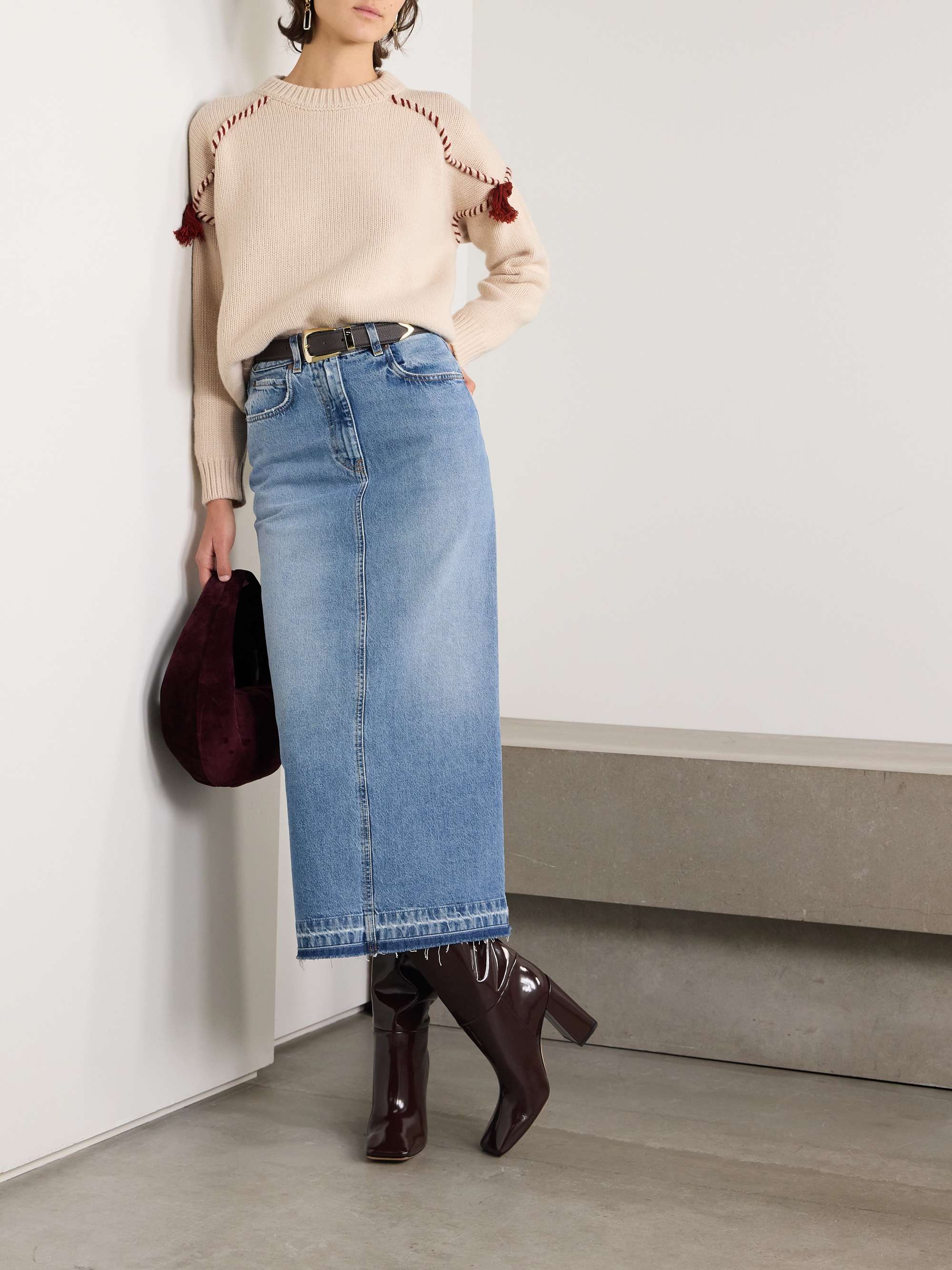 Tasseled wool and cashmere-blend sweater view