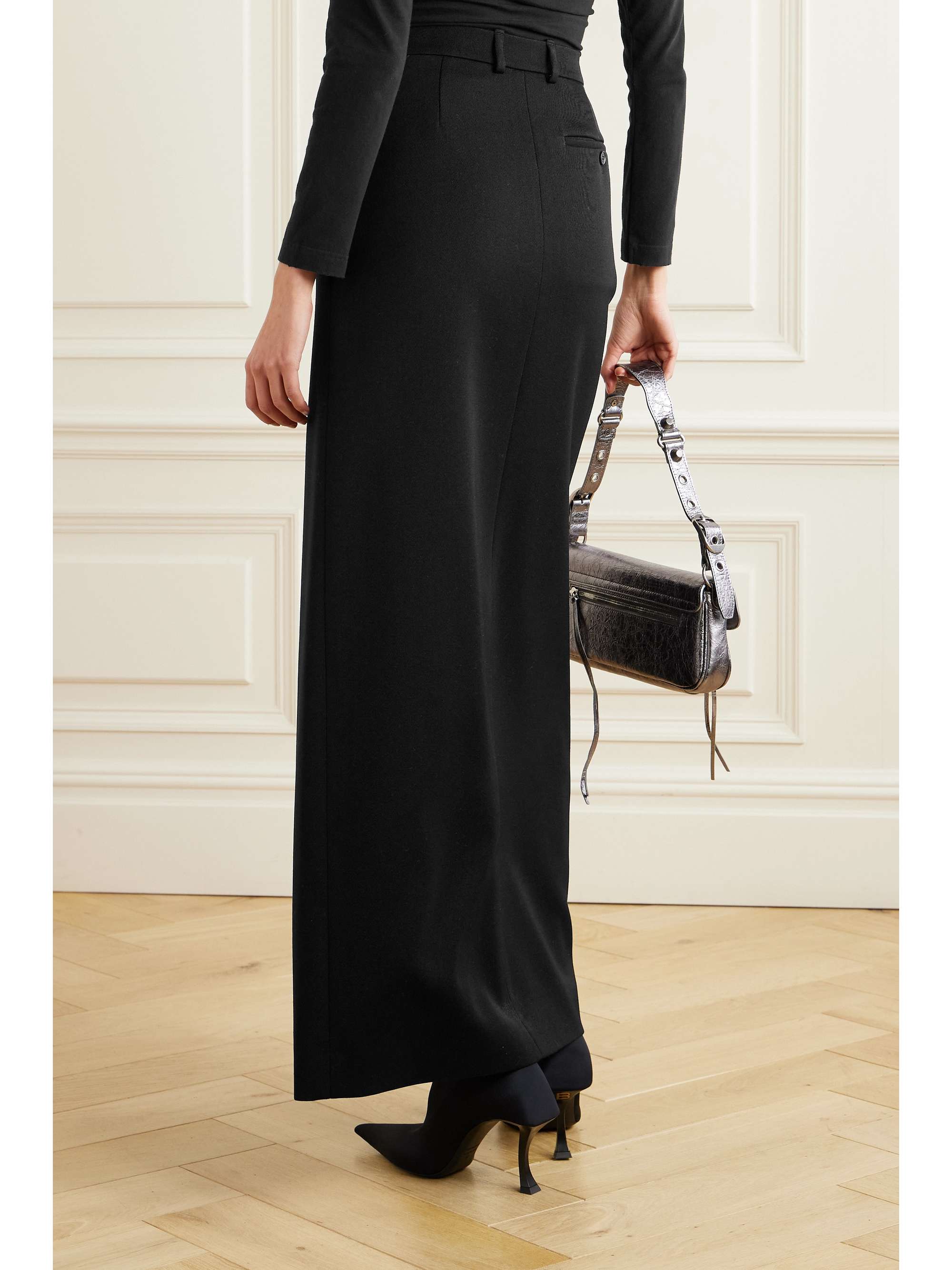 Wrap-effect wool-gabardine maxi skirt view