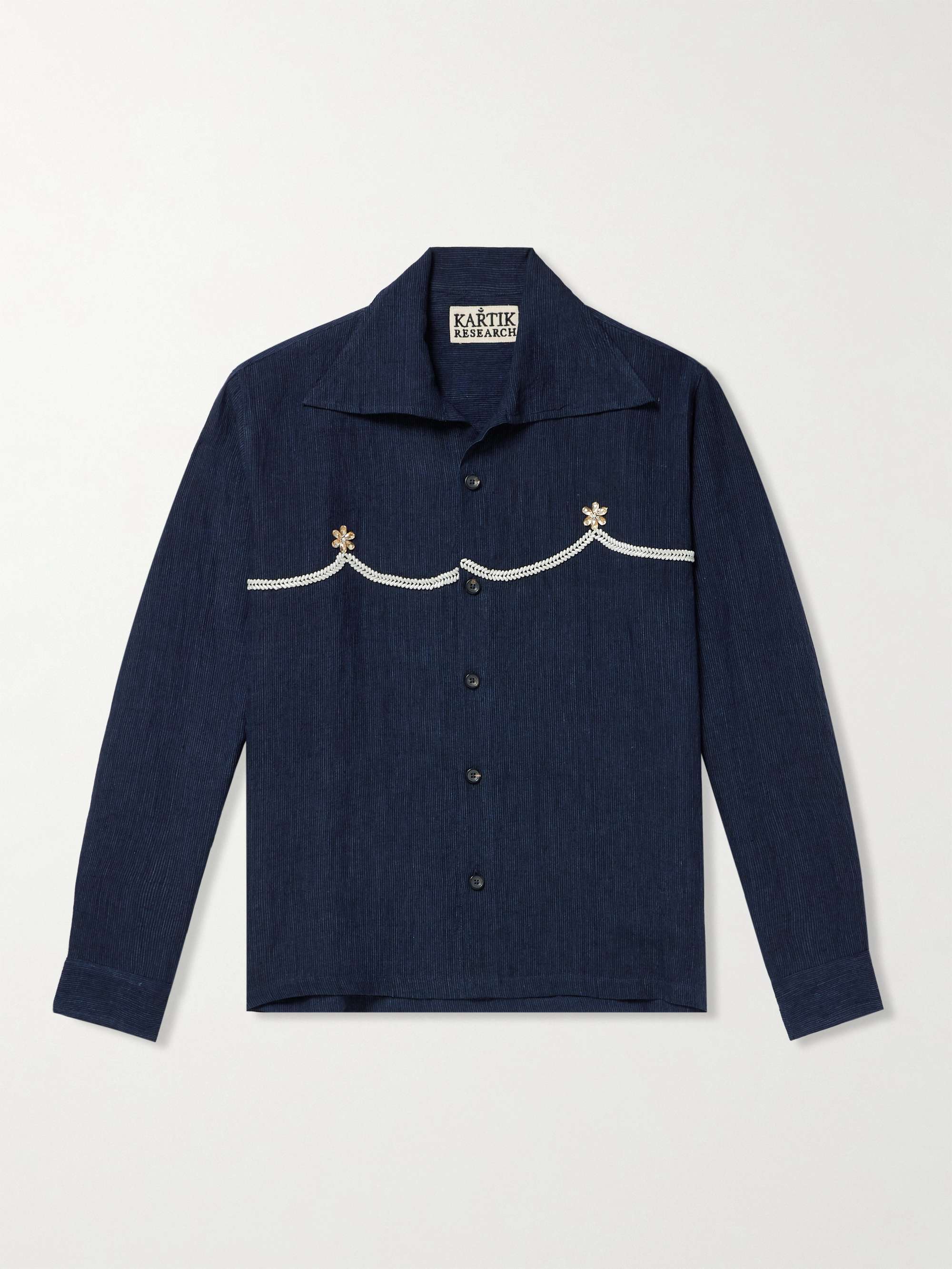Embellished Striped Cotton Shirt view