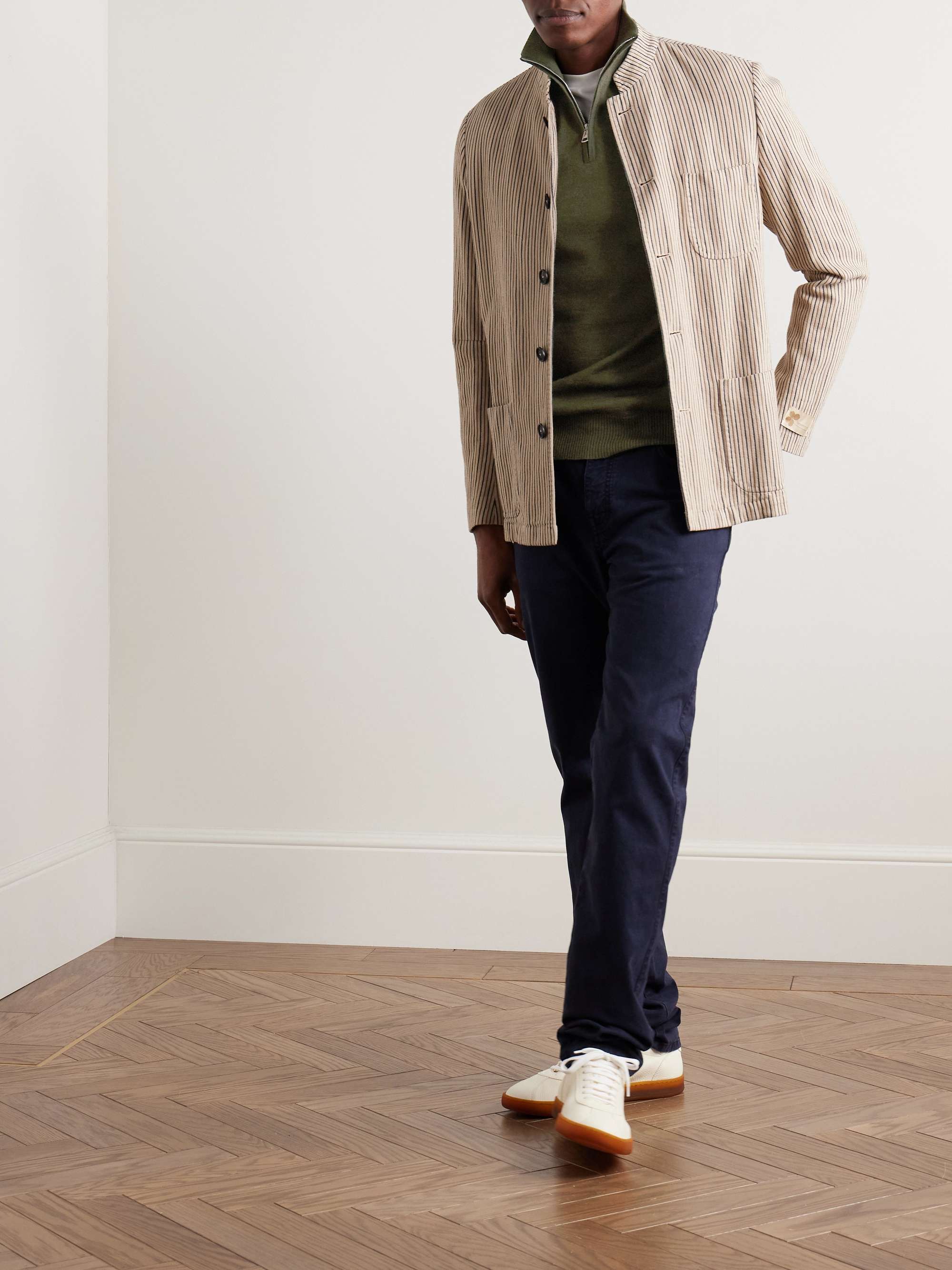 Linton Logo-Embroidered Wool Half-Zip Sweater view