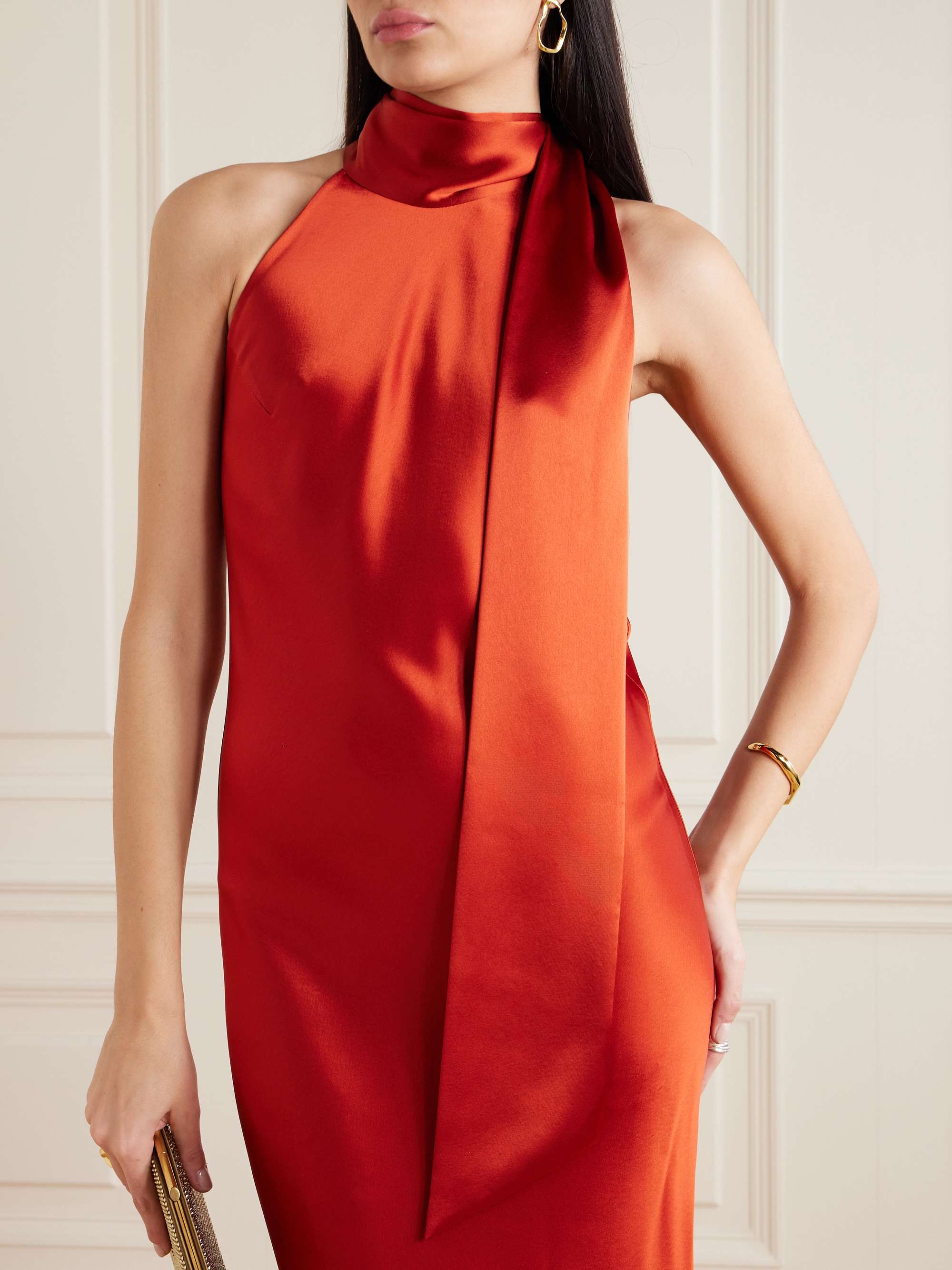 Sienna satin halterneck gown view