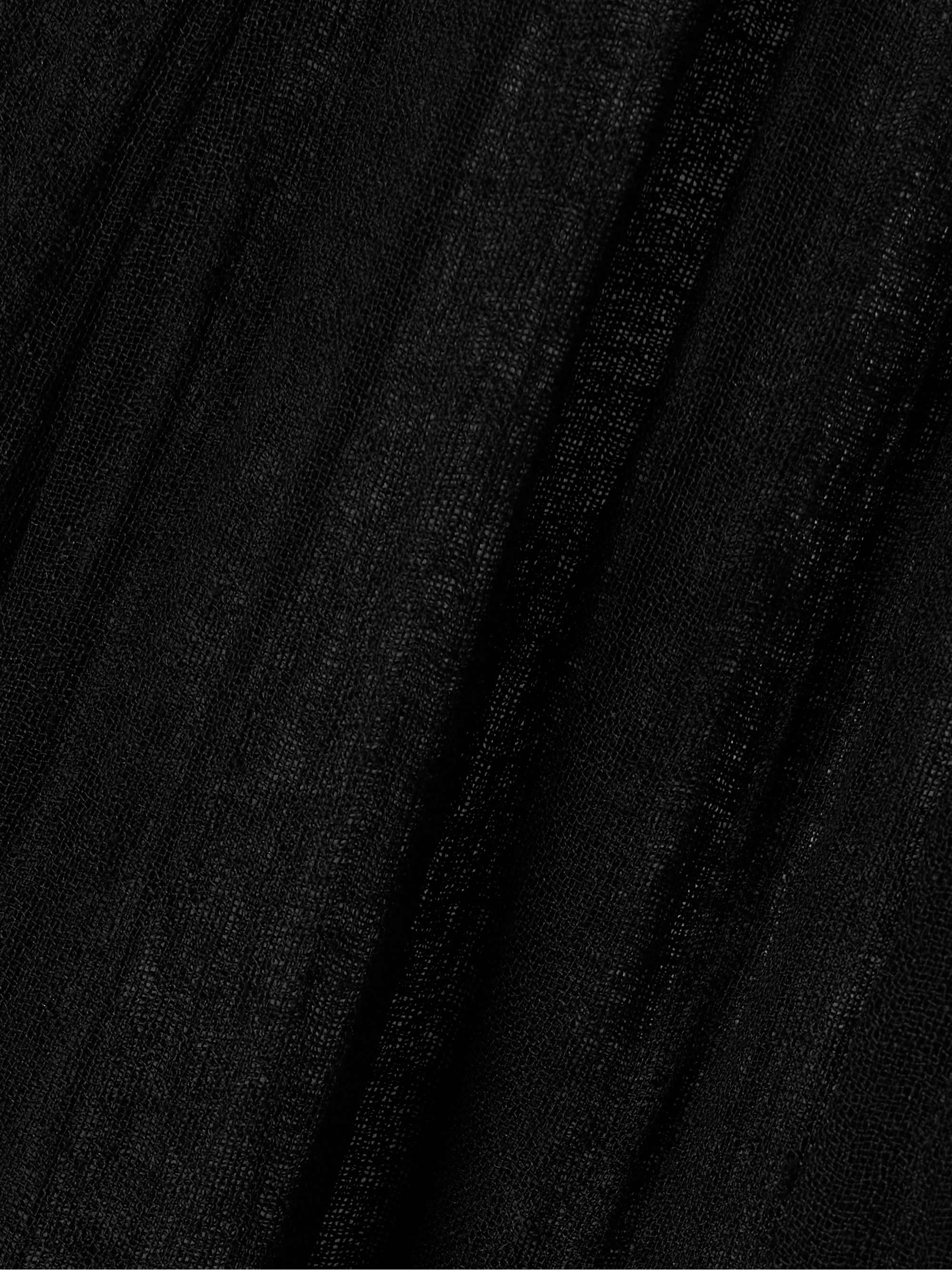 Embellished belted crinkled linen-blend gauze wide-leg pants view