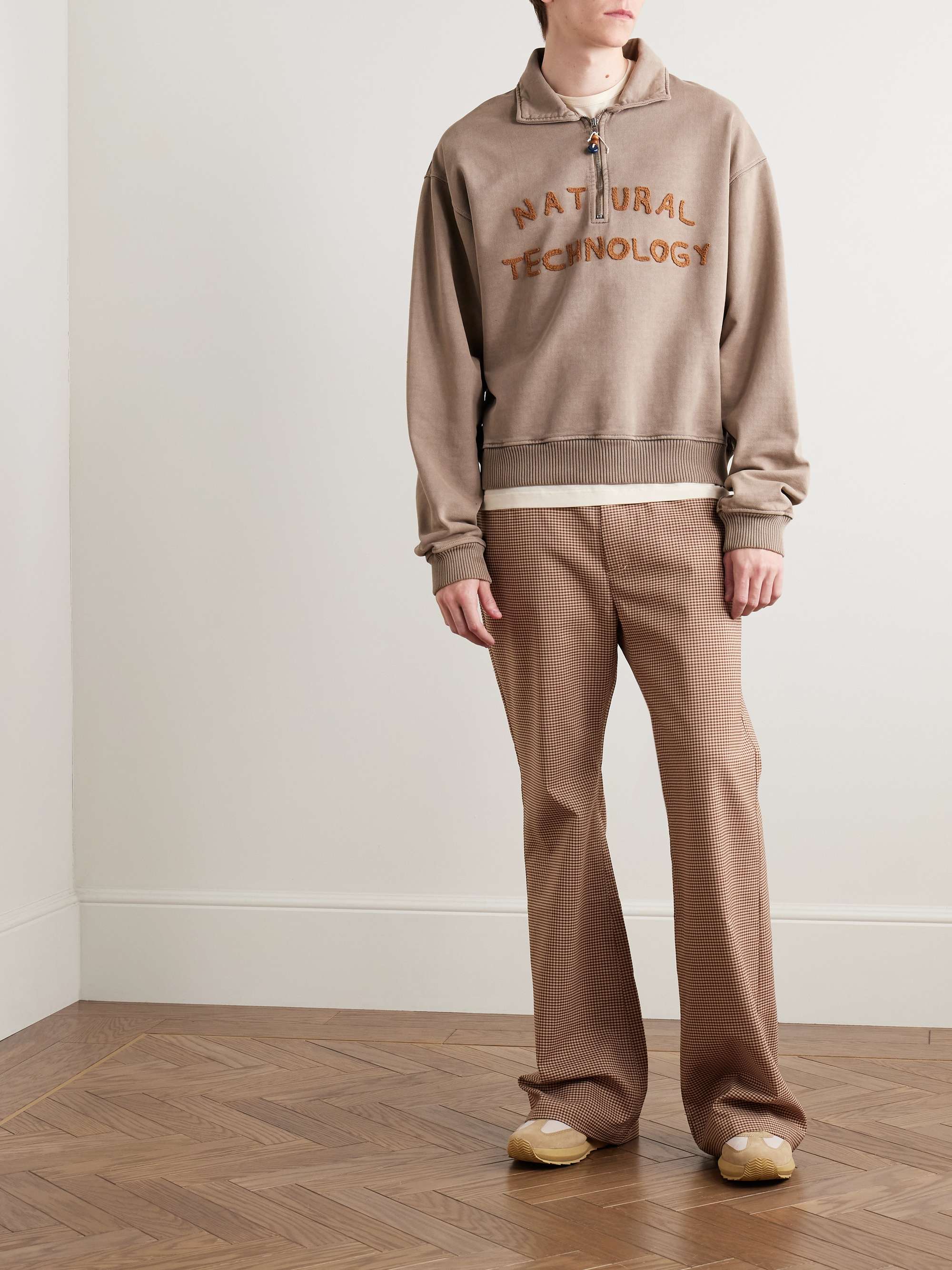 Geo Appliquéd Organic Cotton-Jersey Half-Zip Sweatshirt view