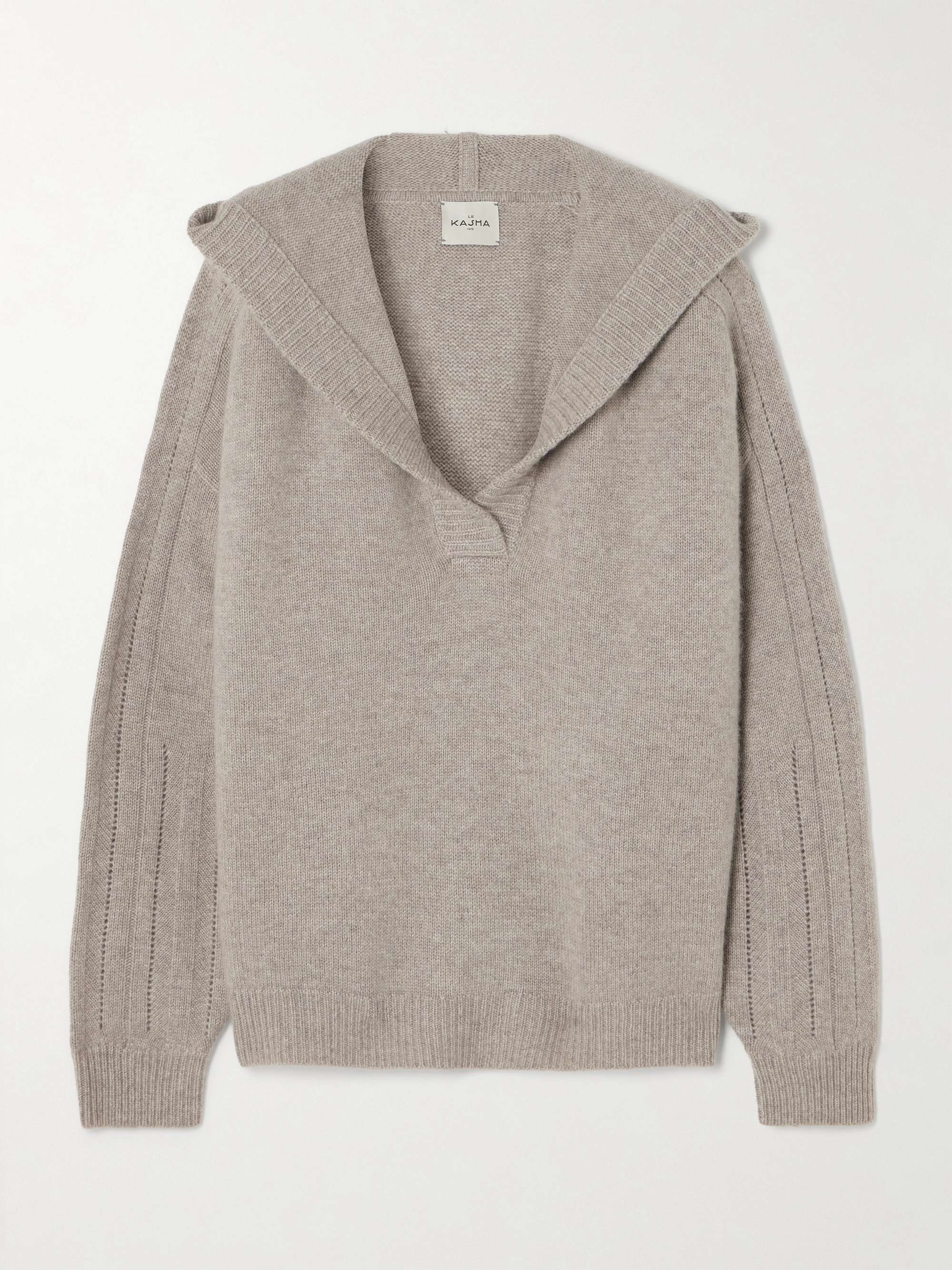 Bihar pointelle-knit organic cashmere hoodie view