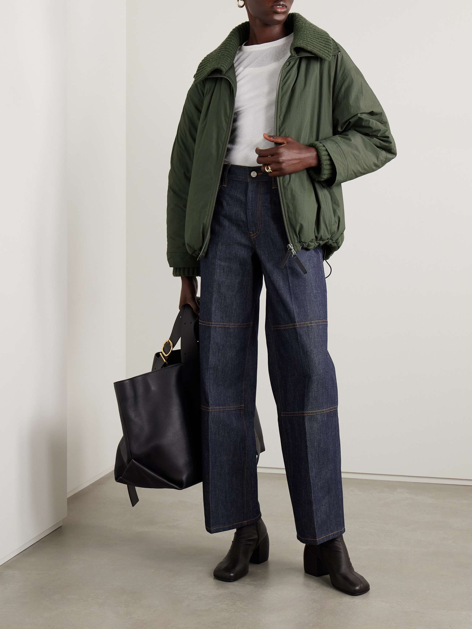 Veronica ribbed-knit trimmed padded cotton-blend shell coat view