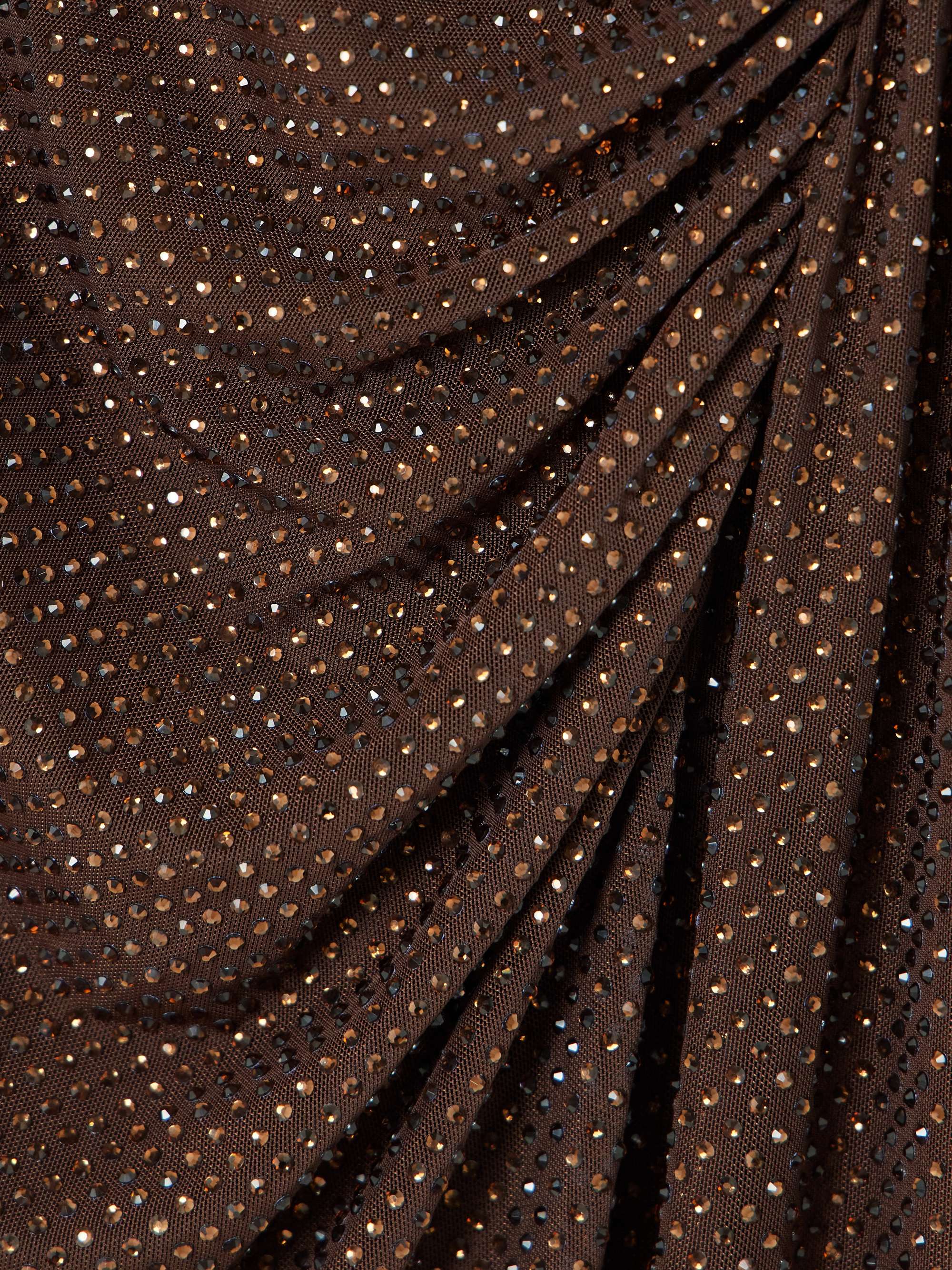 Crystal-embellished ruched cutout stretch-mesh midi dress view