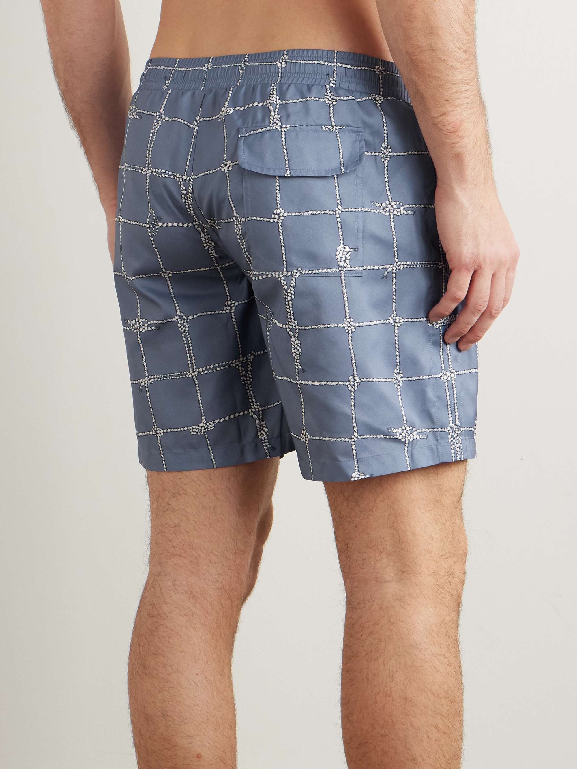Straight-Leg Long-Length Checked Swim Shorts view