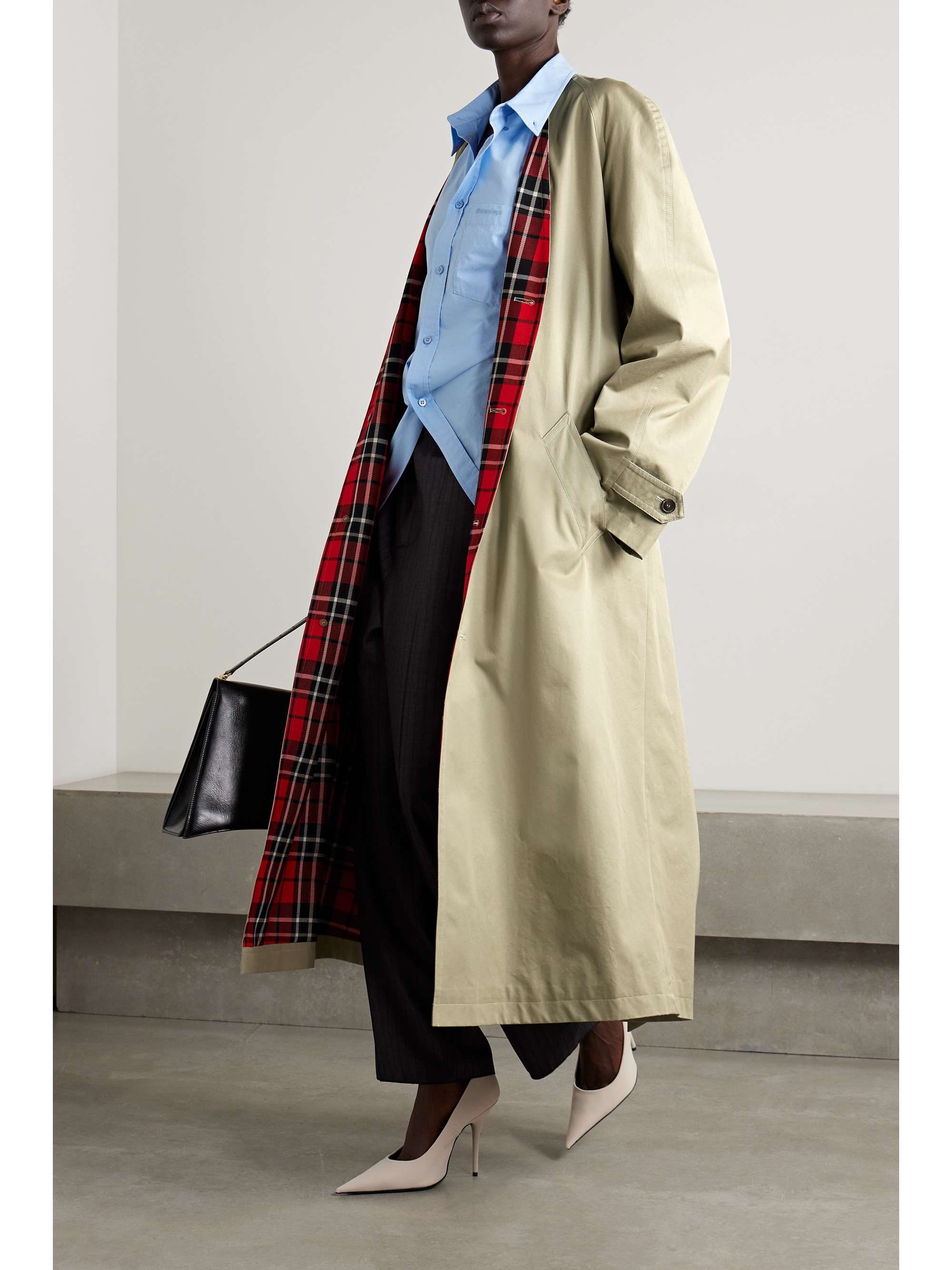 Oversized belted cotton-drill trench coat view