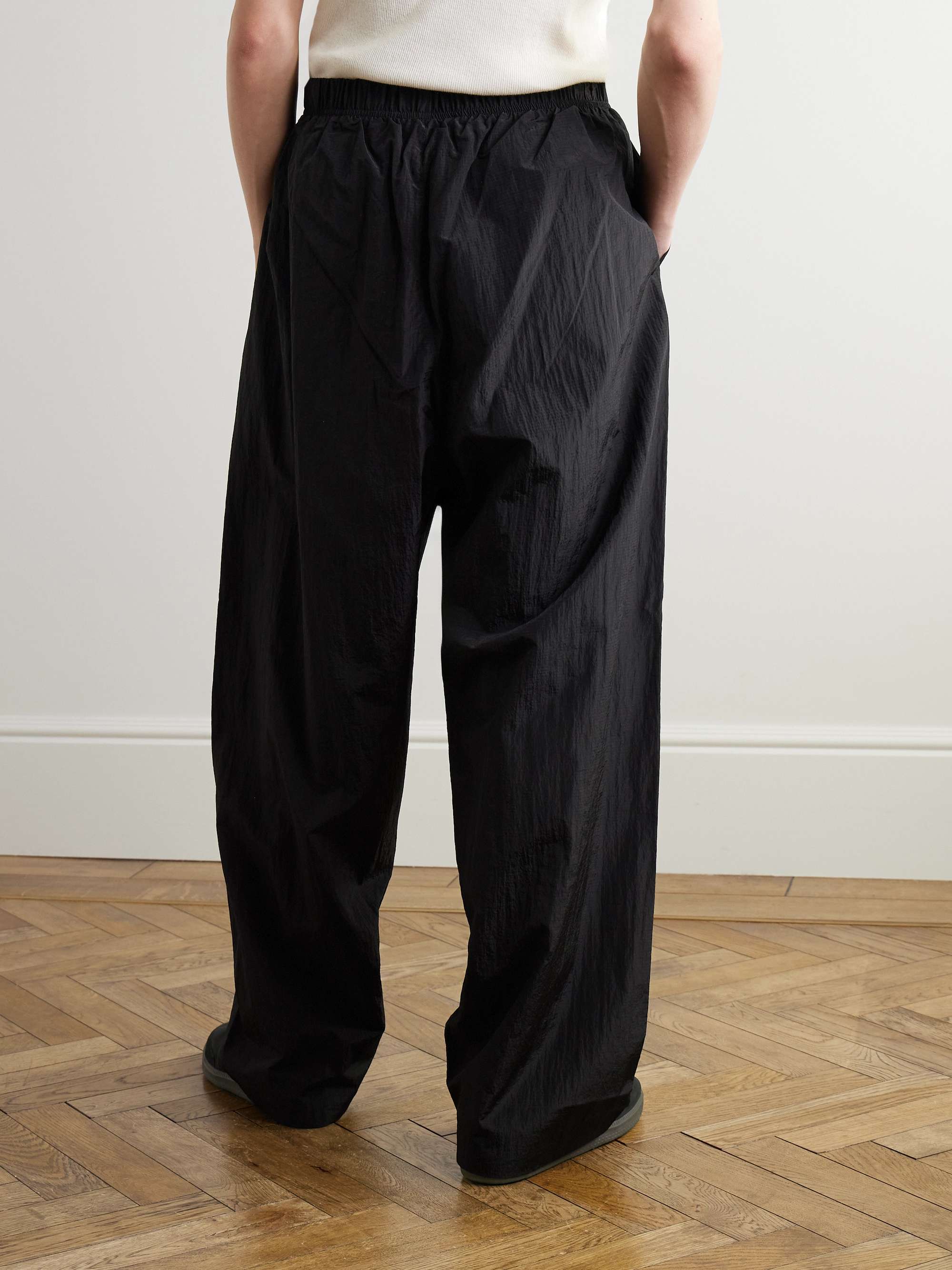 Straight-Leg Crinkled Nylon-Ripstop Drawstring Trousers view