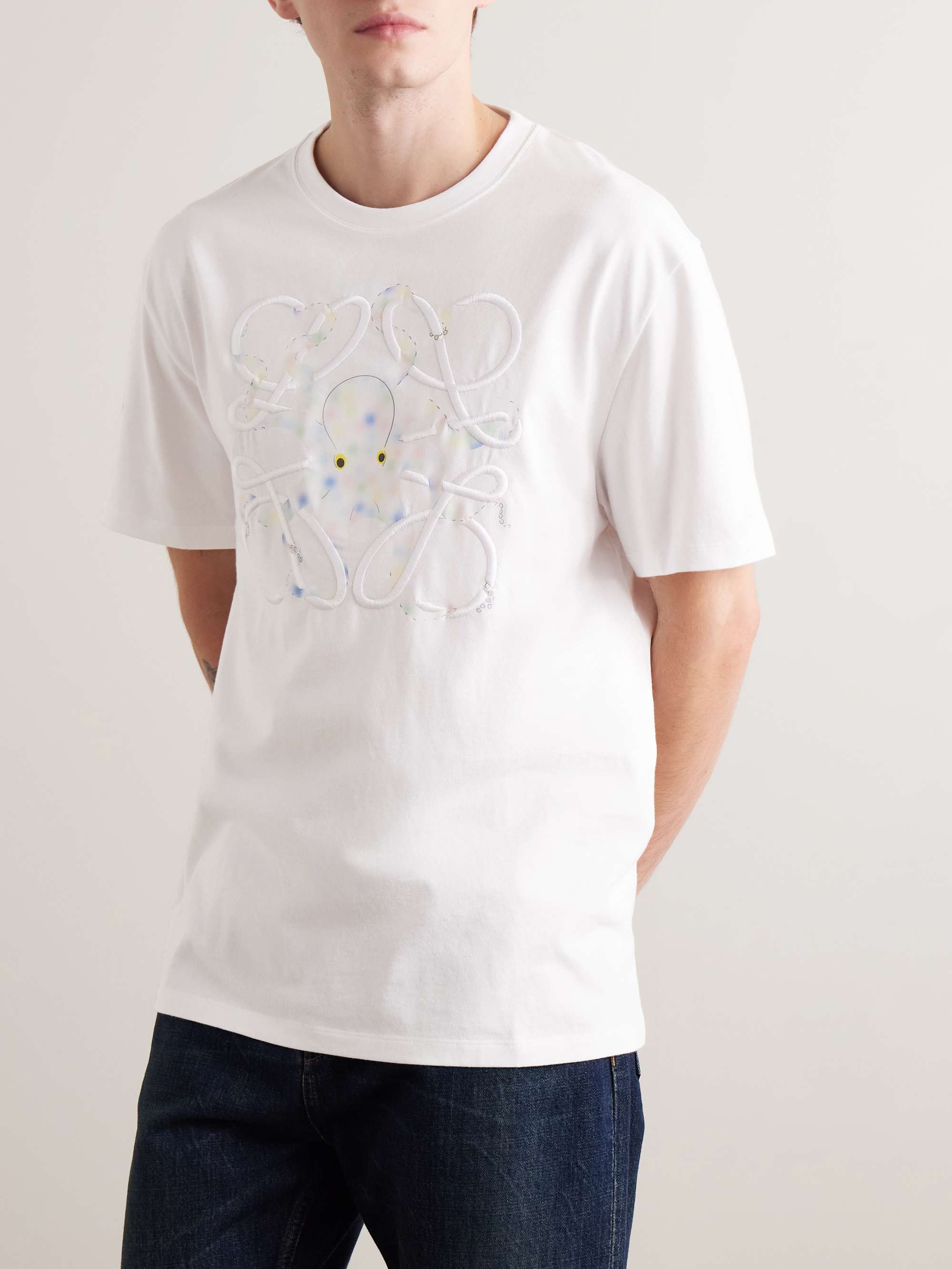 + Suna Fujita Logo-Embroidered Printed Cotton-Jersey T-Shirt view