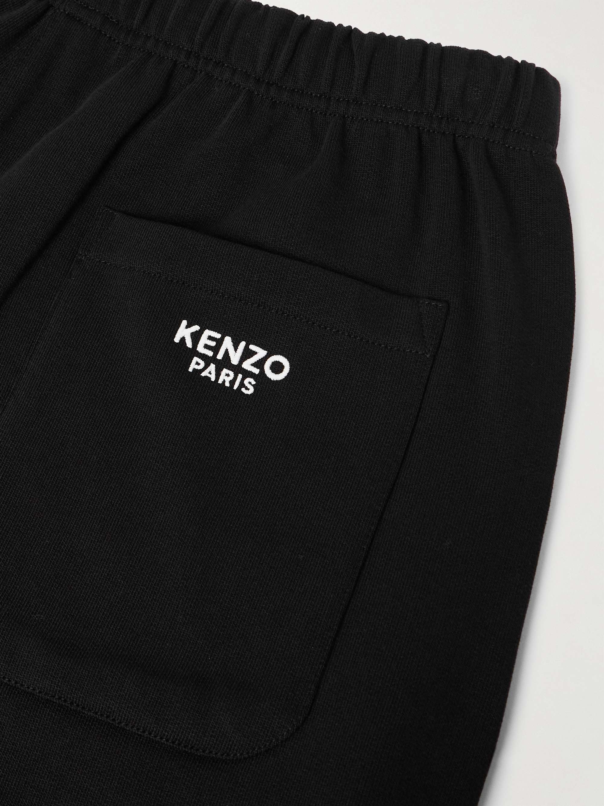 Straight-Leg Logo-Embroidered Appliquéd Cotton-Jersey Shorts view