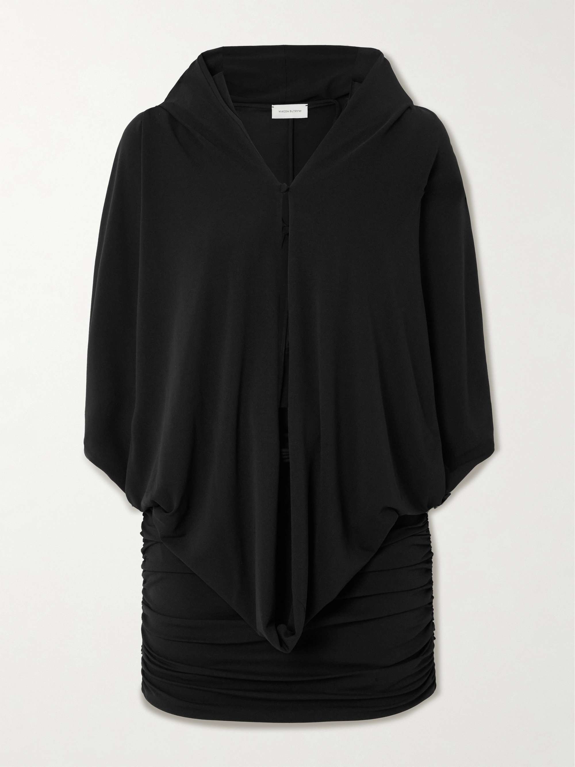 Hooded layered stretch-crepe mini dress view