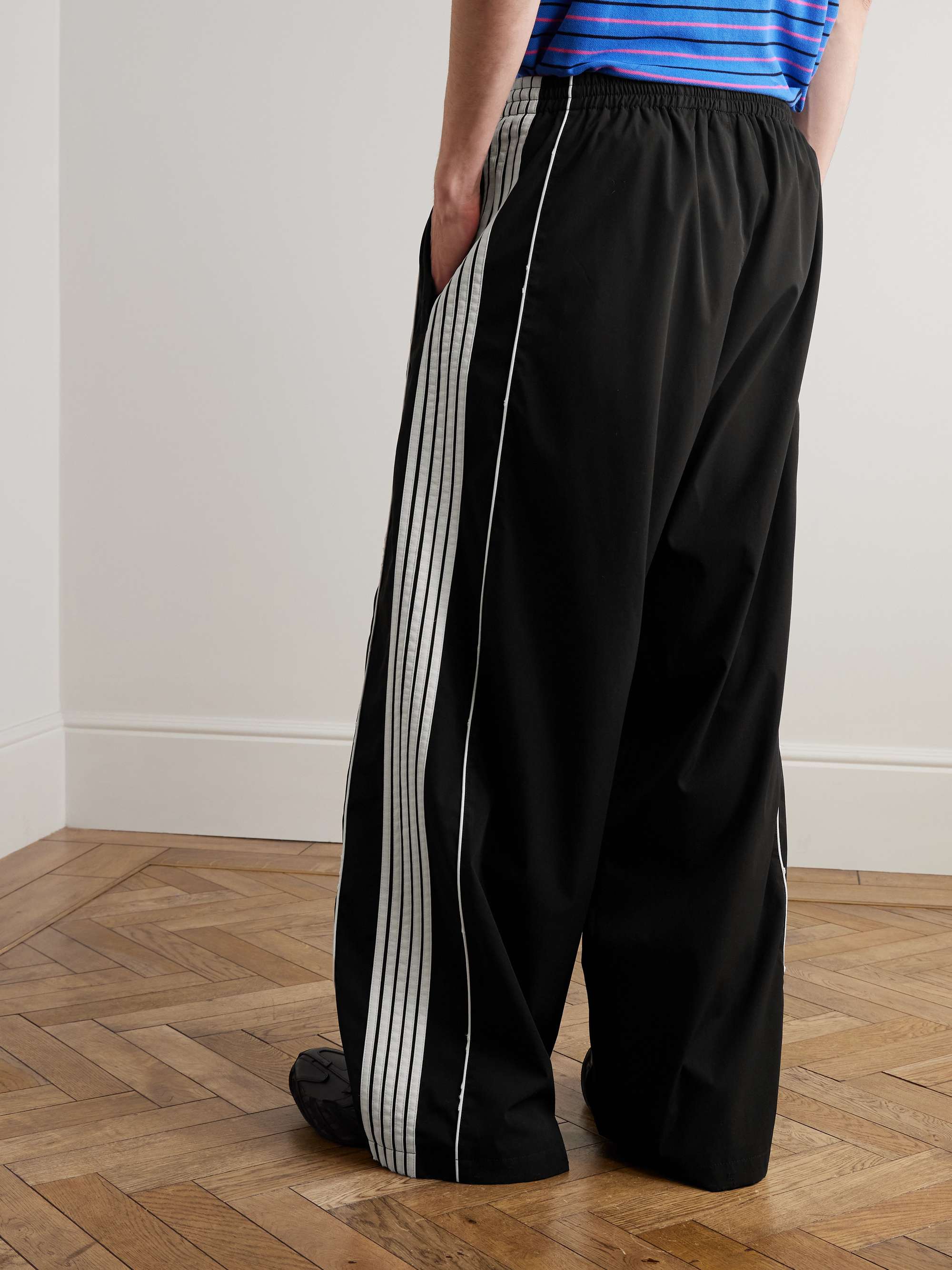 Straight-Leg Logo-Embroidered Striped Recycled-Shell Track Pants view