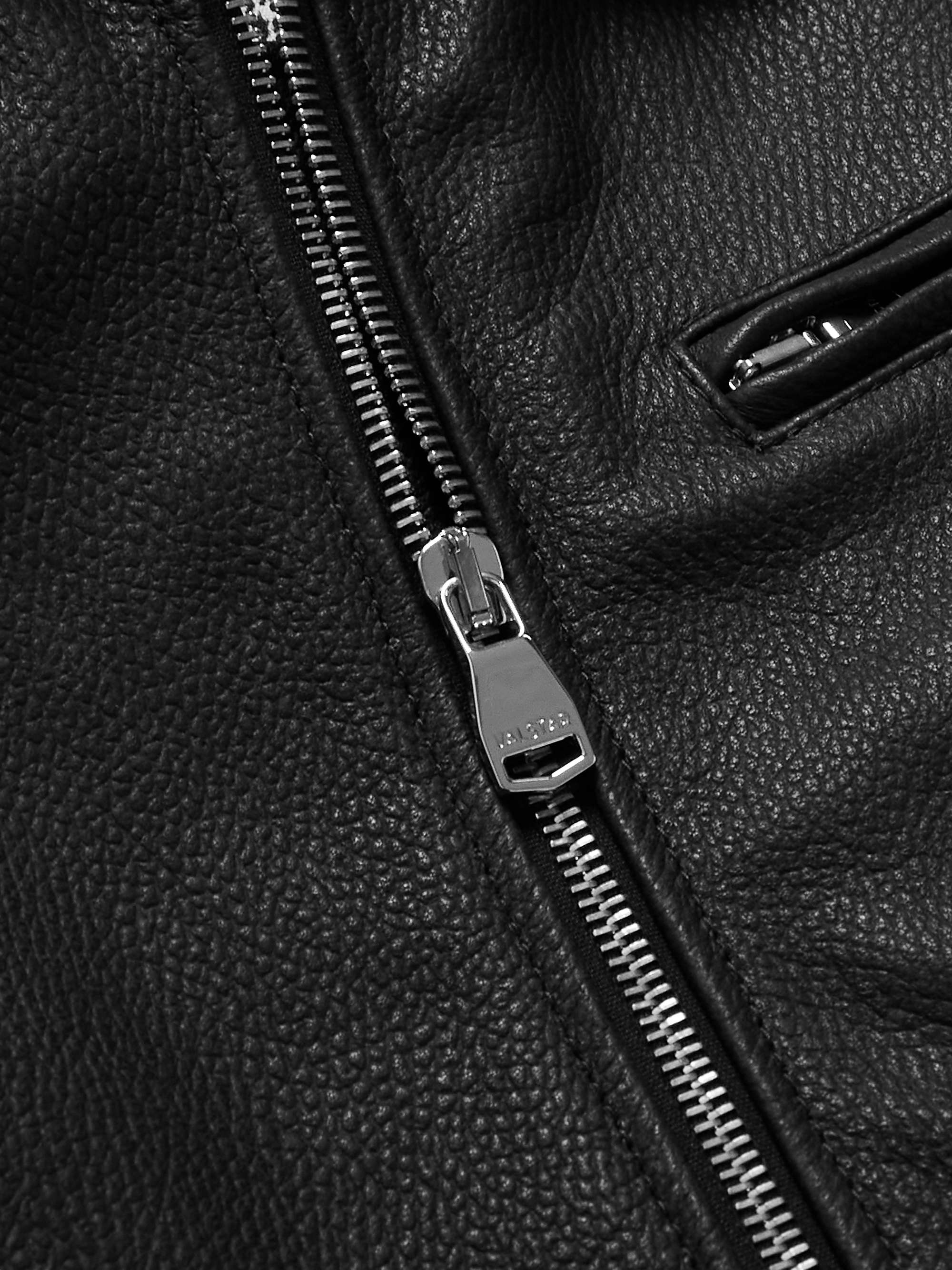 Padded Full-Grain Leather Biker Jacket view