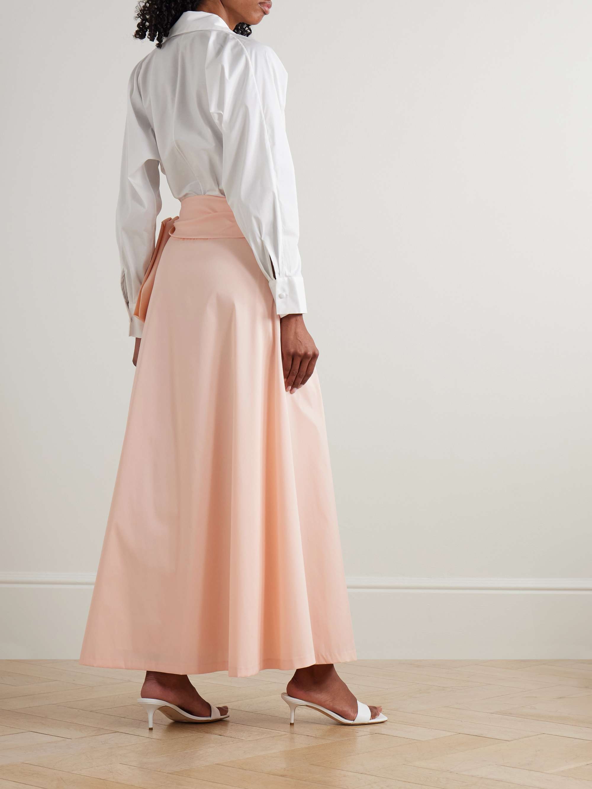 Clarence belted organic cotton-blend poplin and taffeta maxi shirt dress view