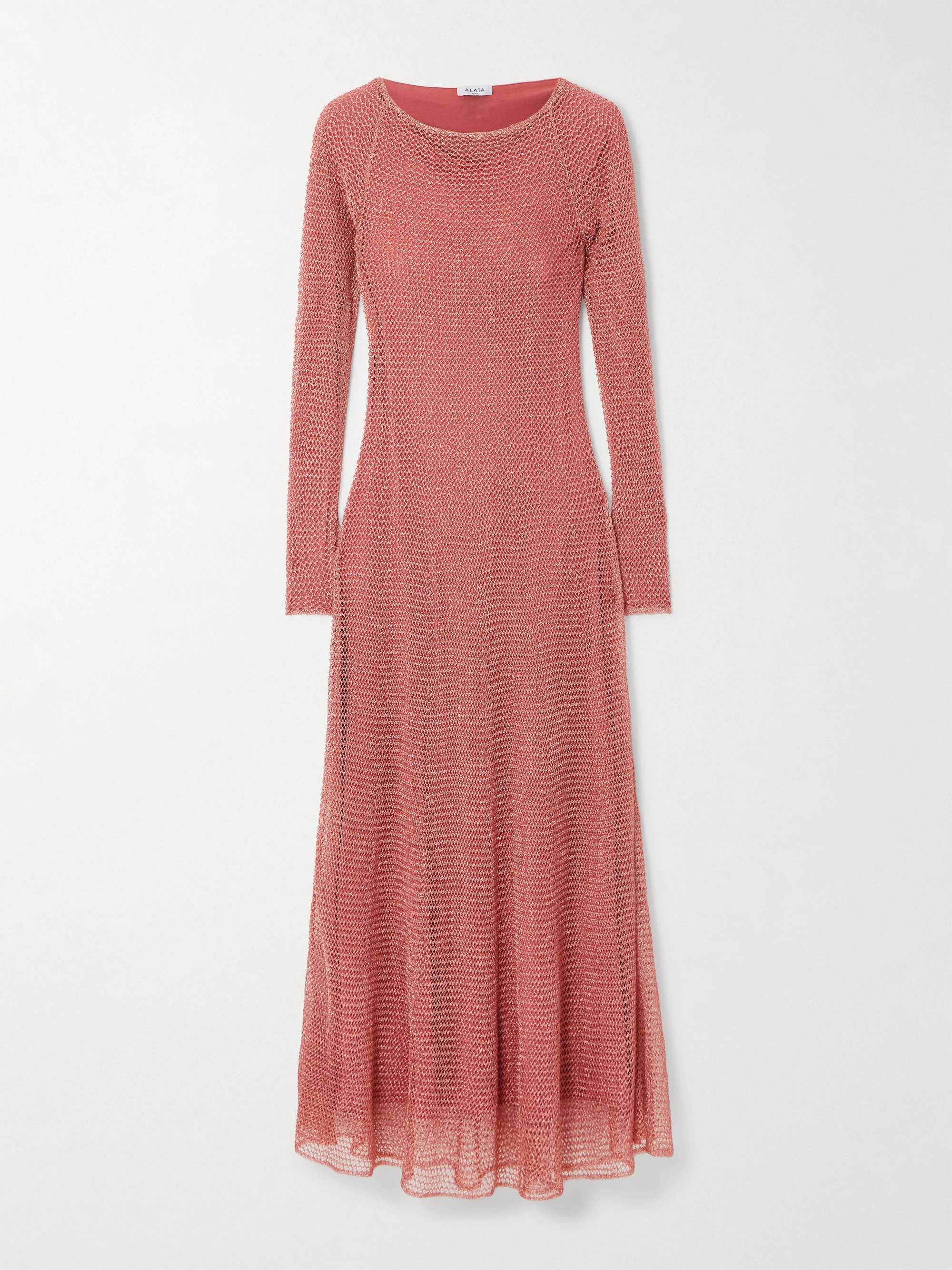 Metallic open-knit midi dress view