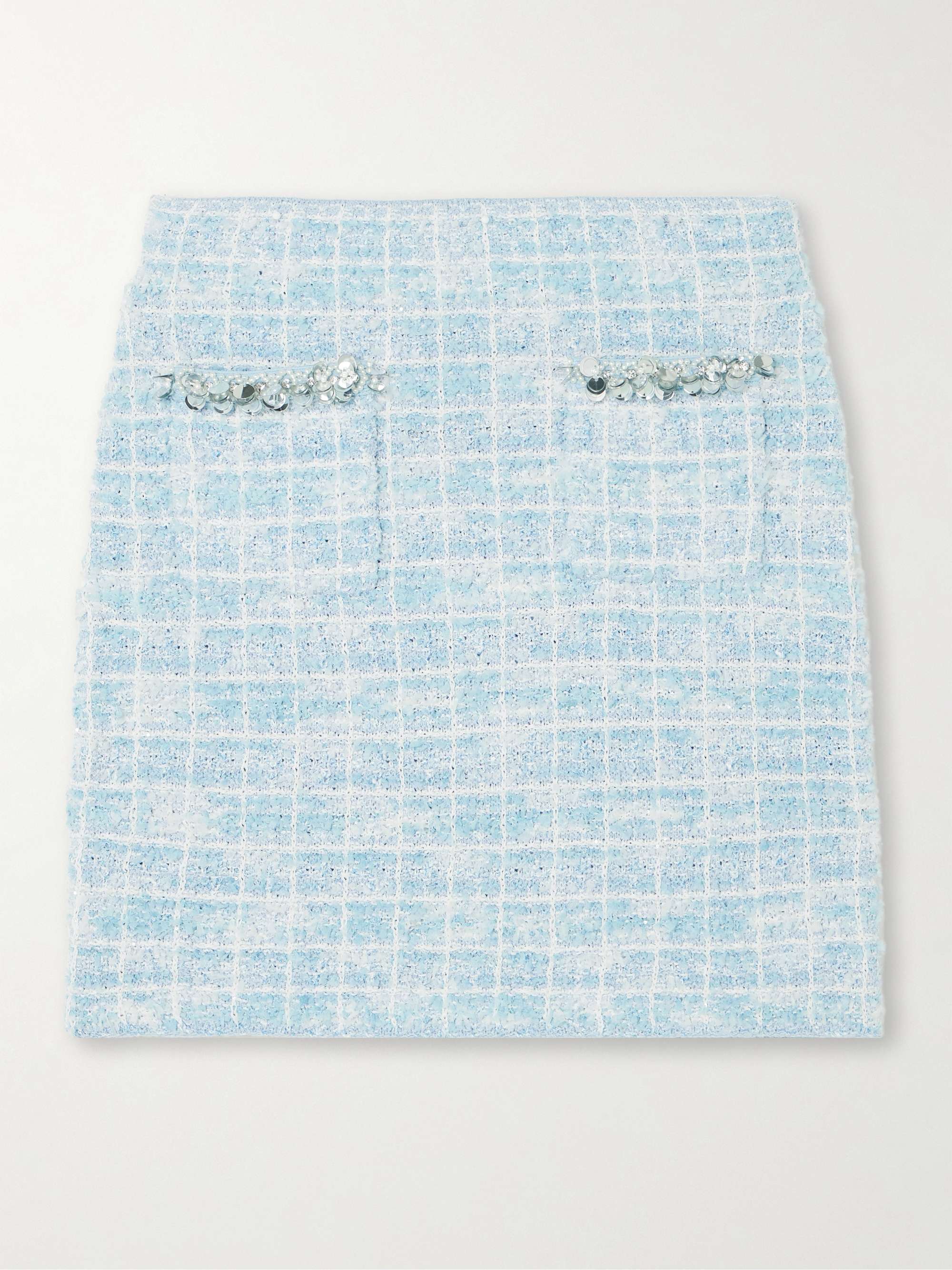 Embellished checked bouclé-tweed mini skirt view