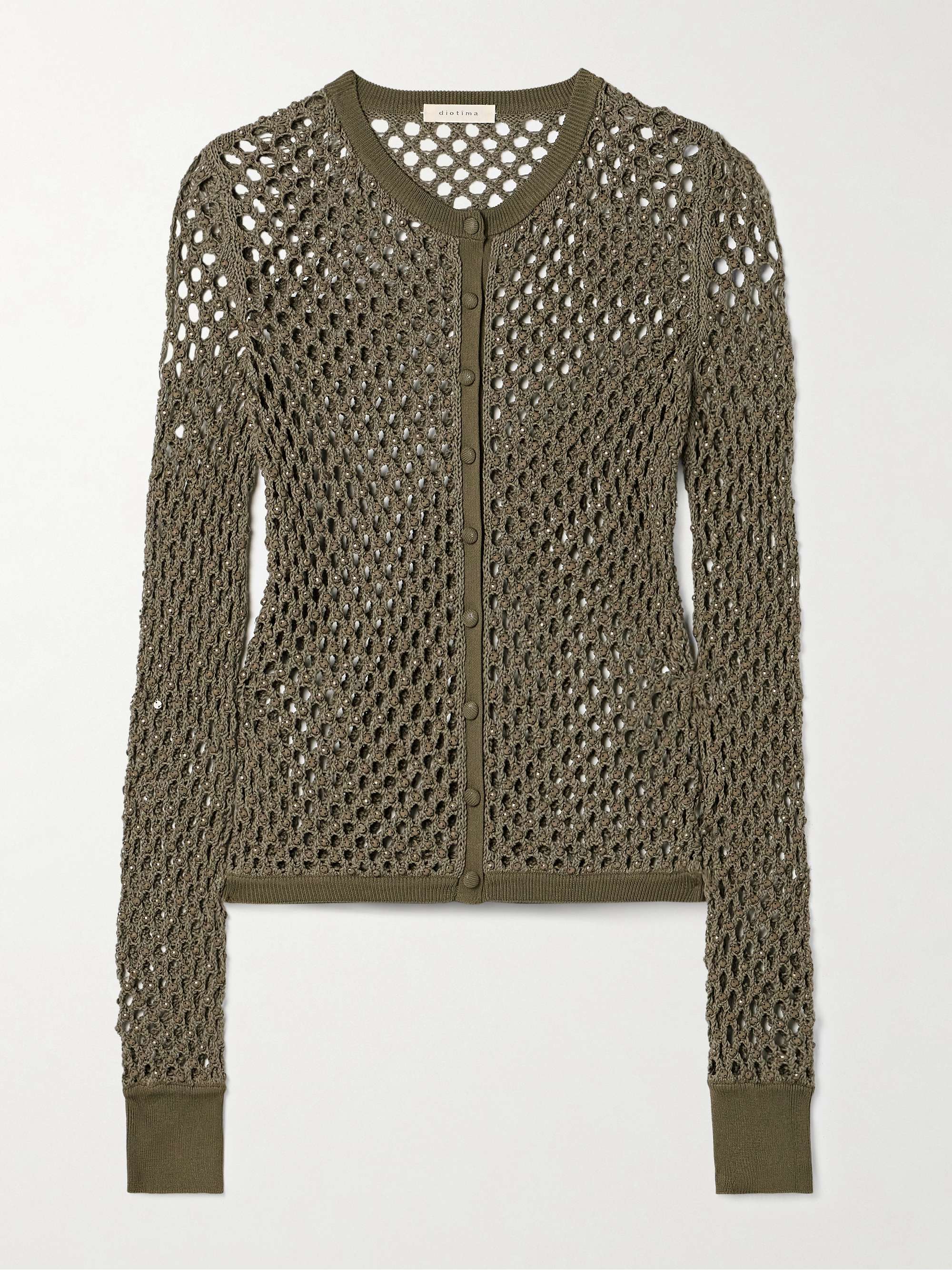 Zora bead-embellished crocheted cotton-blend cardigan view