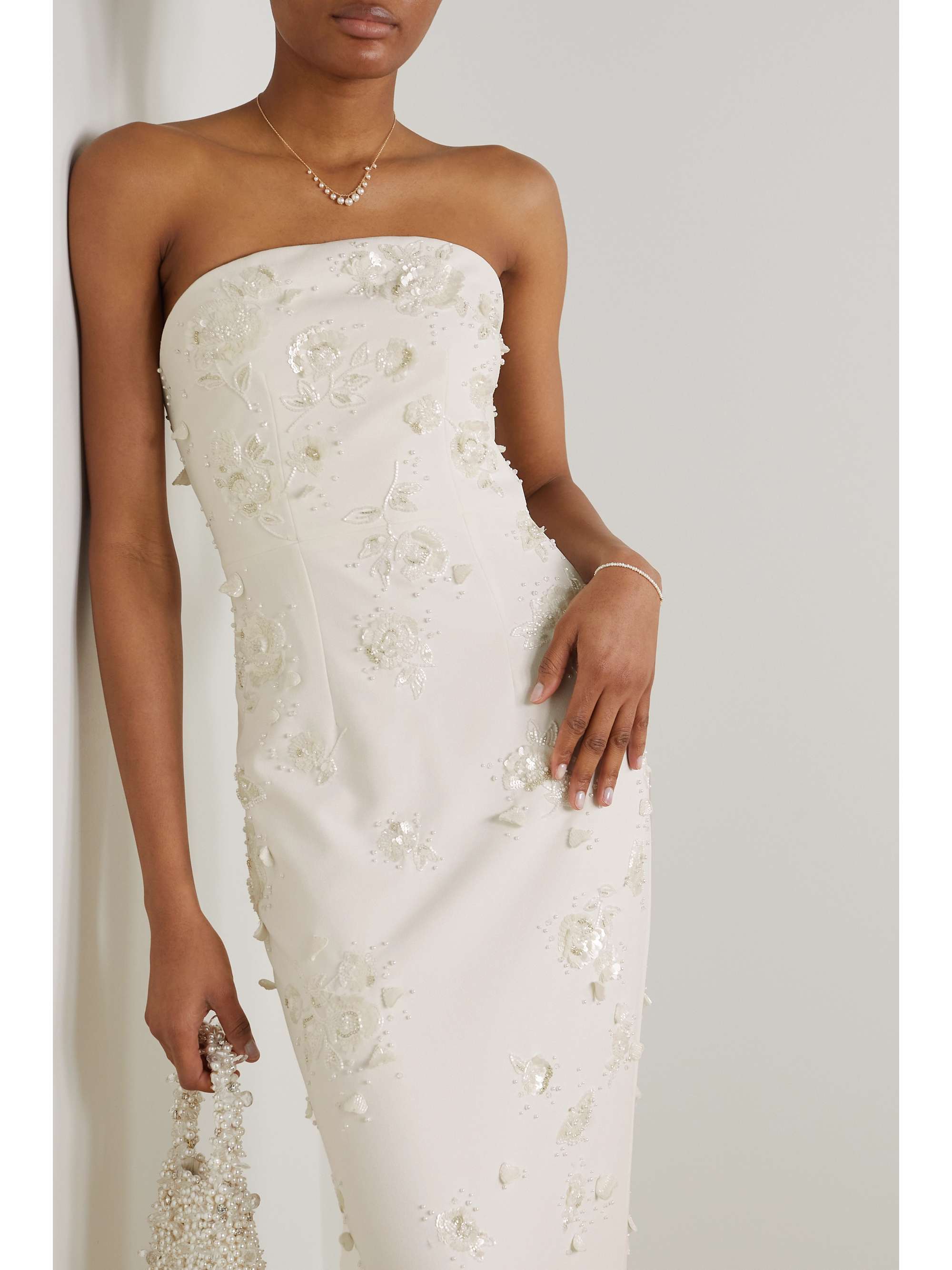 Strapless embellished stretch-crepe gown view