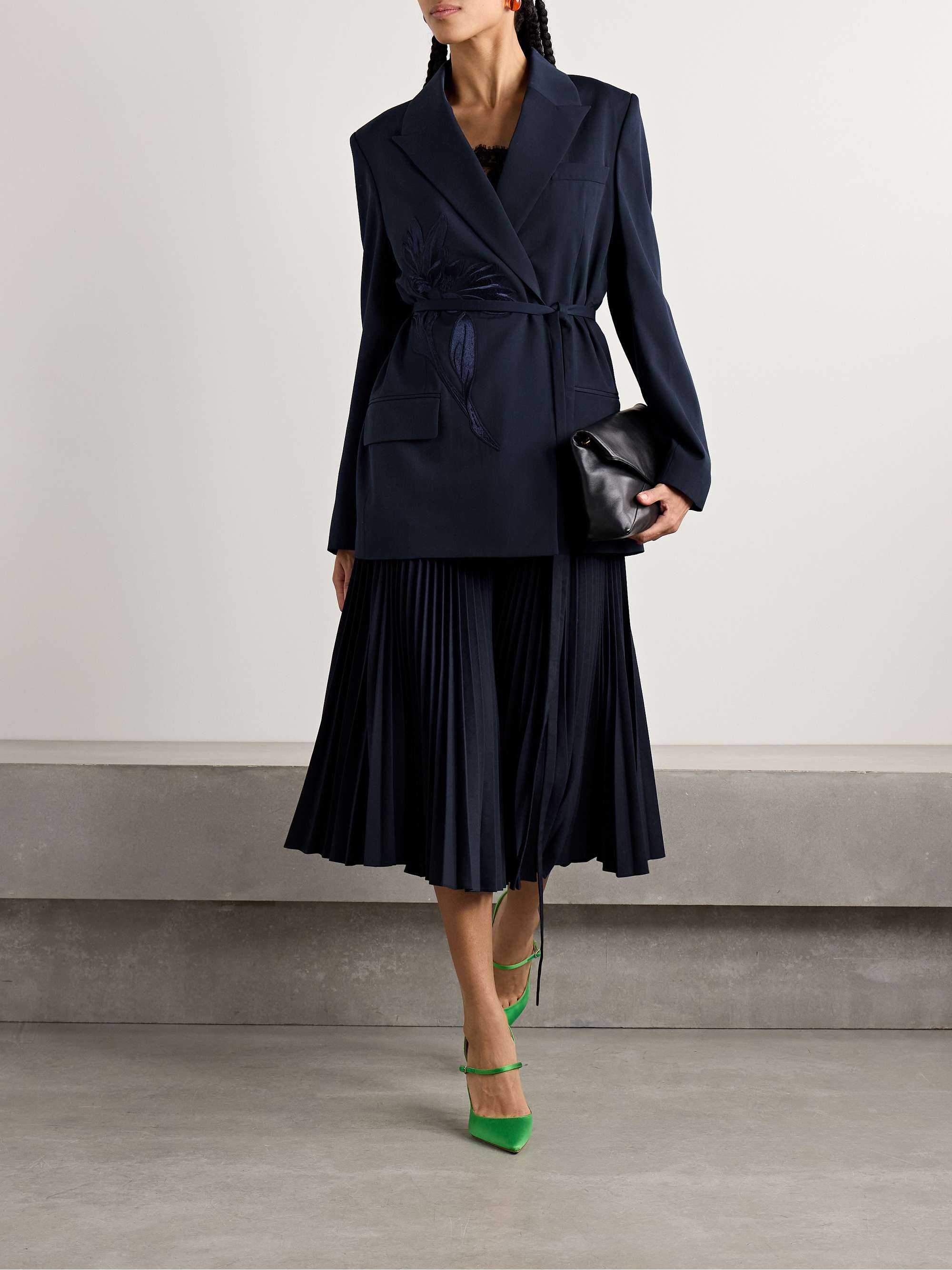 Plissé-twill midi skirt view