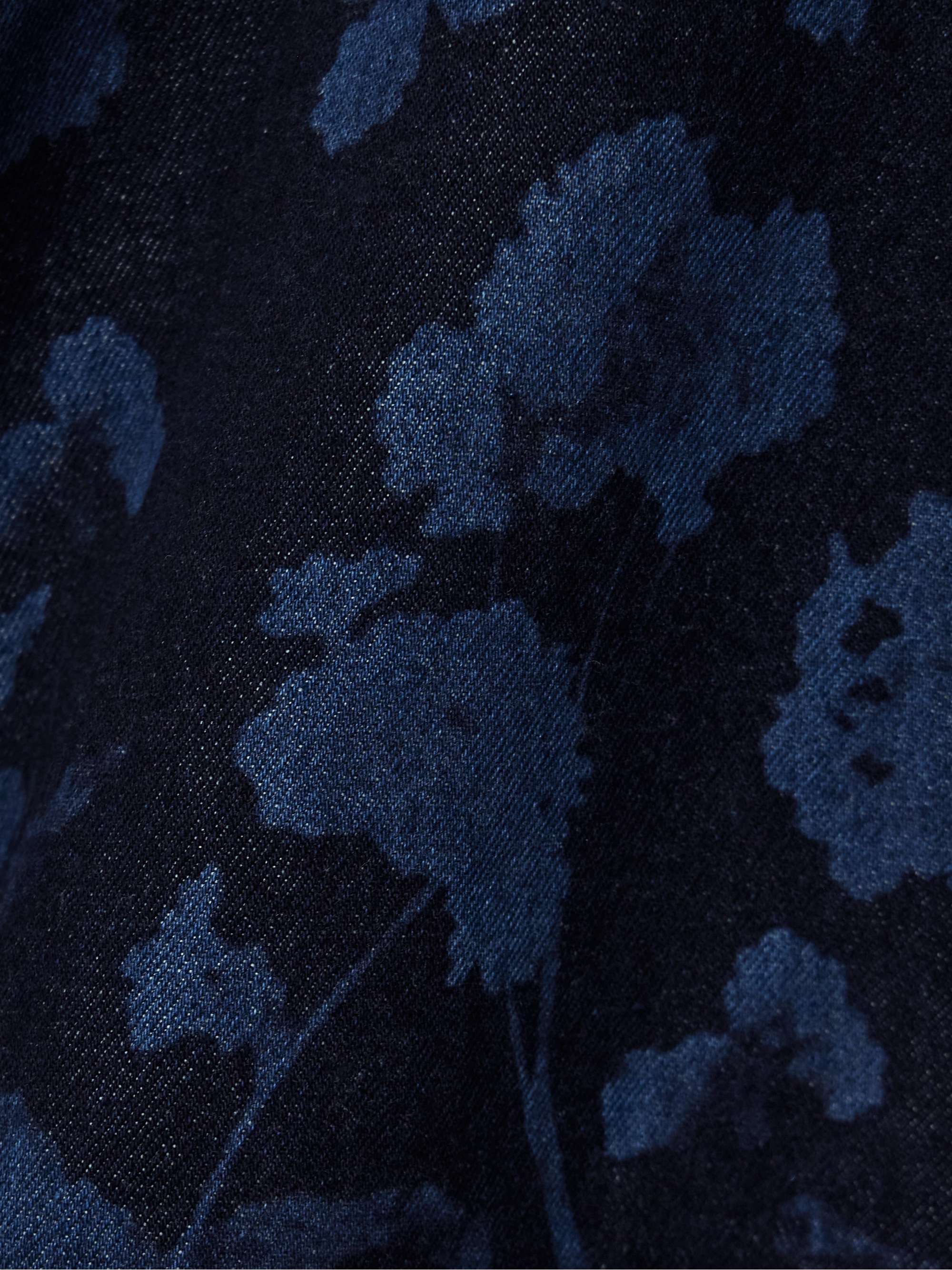 Paneled floral-print denim midi skirt view