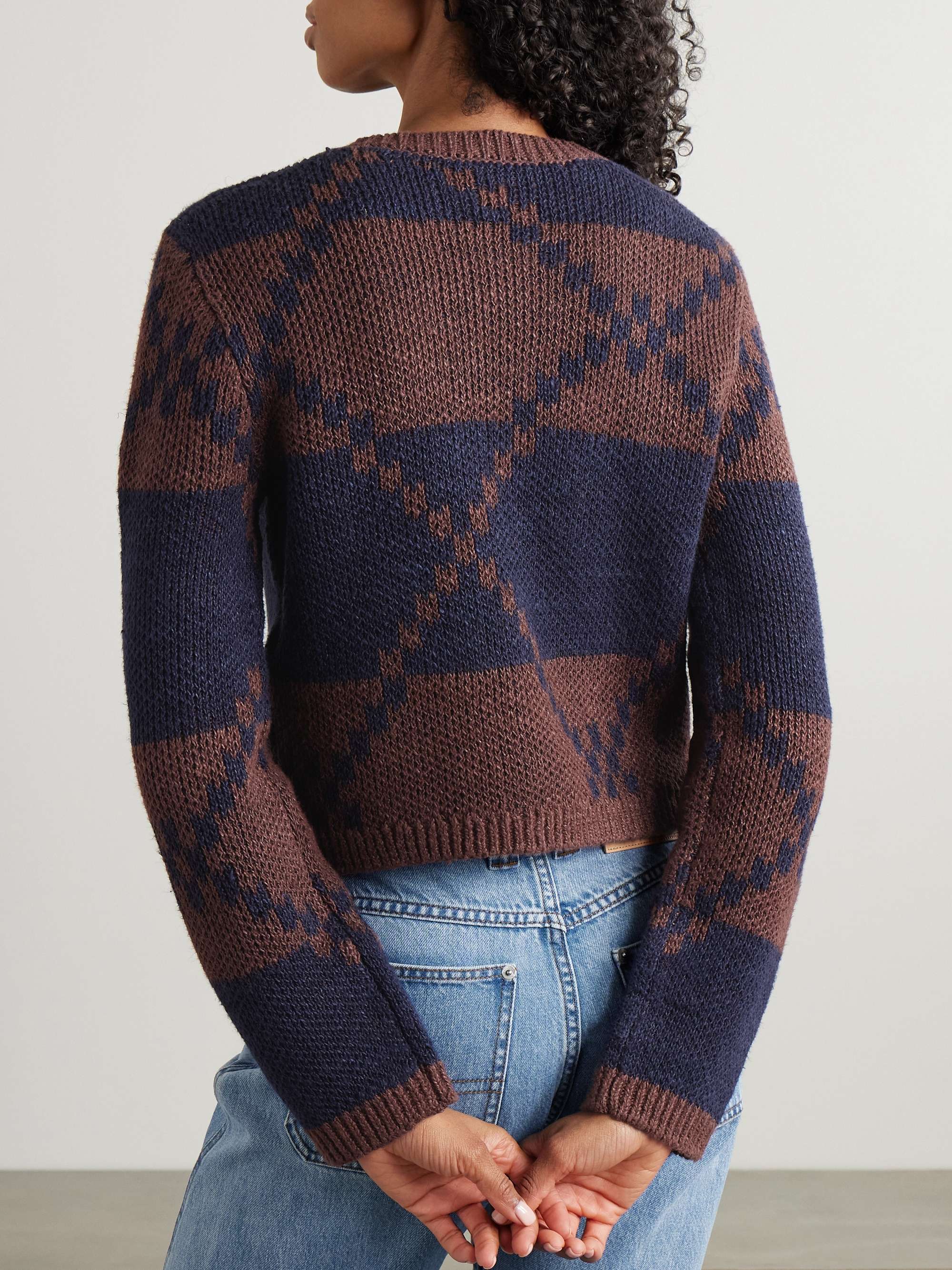 Linen-blend jacquard cardigan view