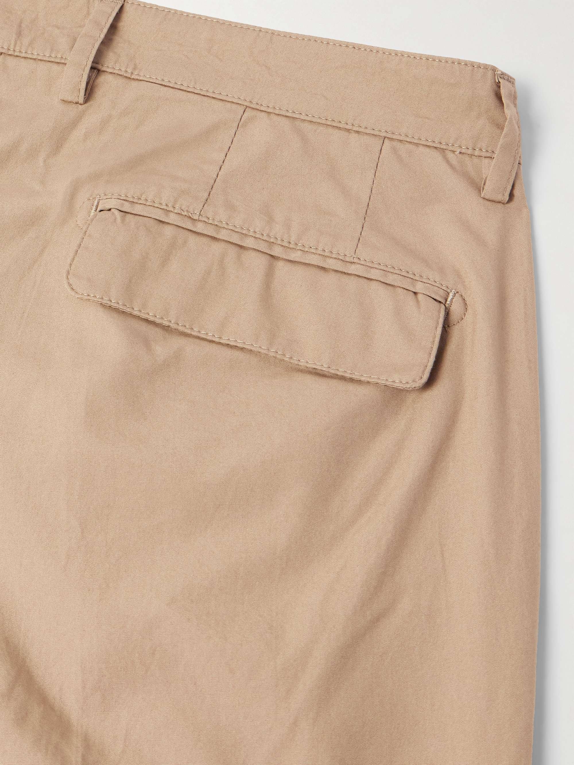 Slim-Fit Straight-Leg Pleated Cotton Trousers view