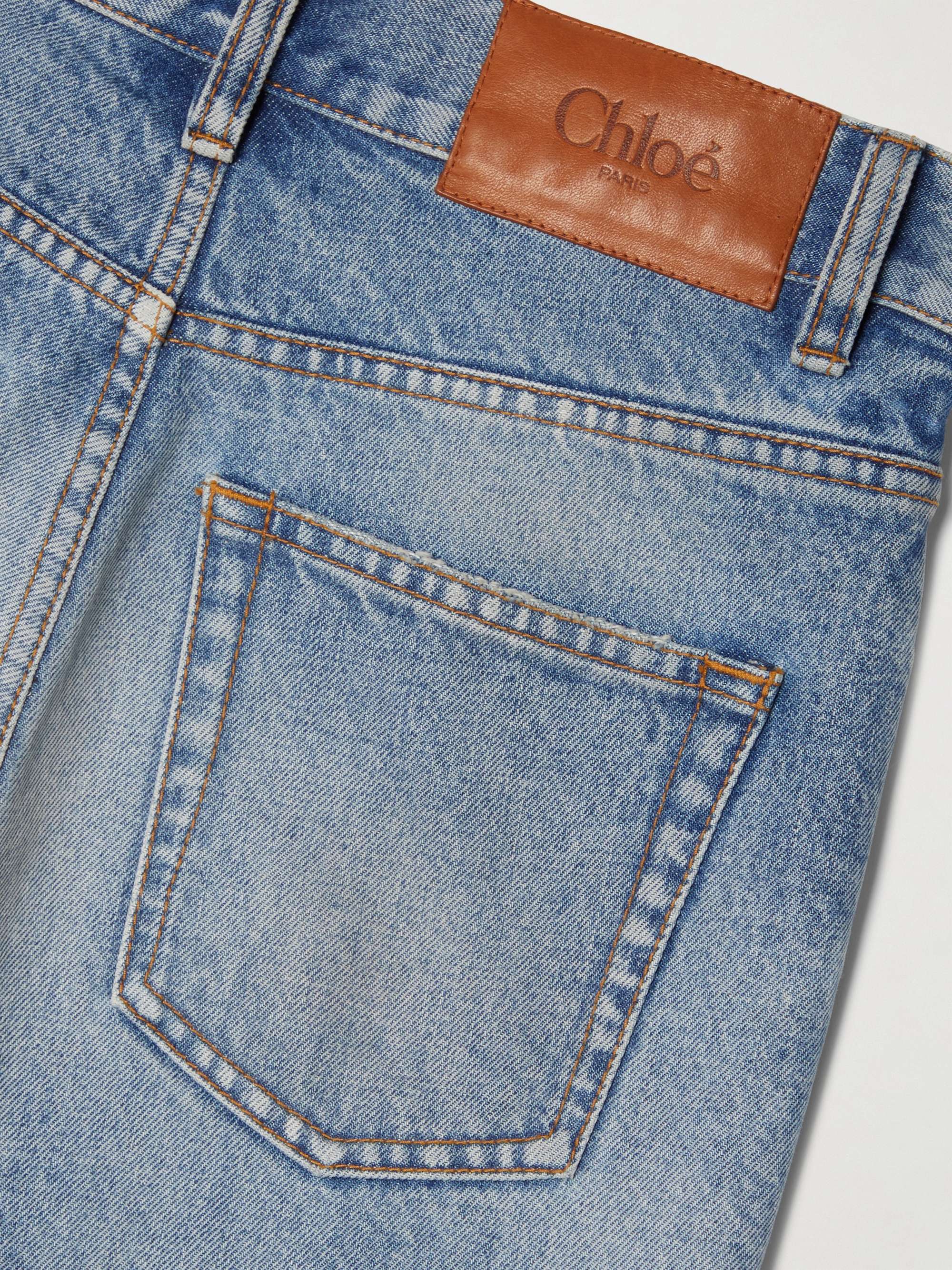 Patchwork mid-rise flared jeans view