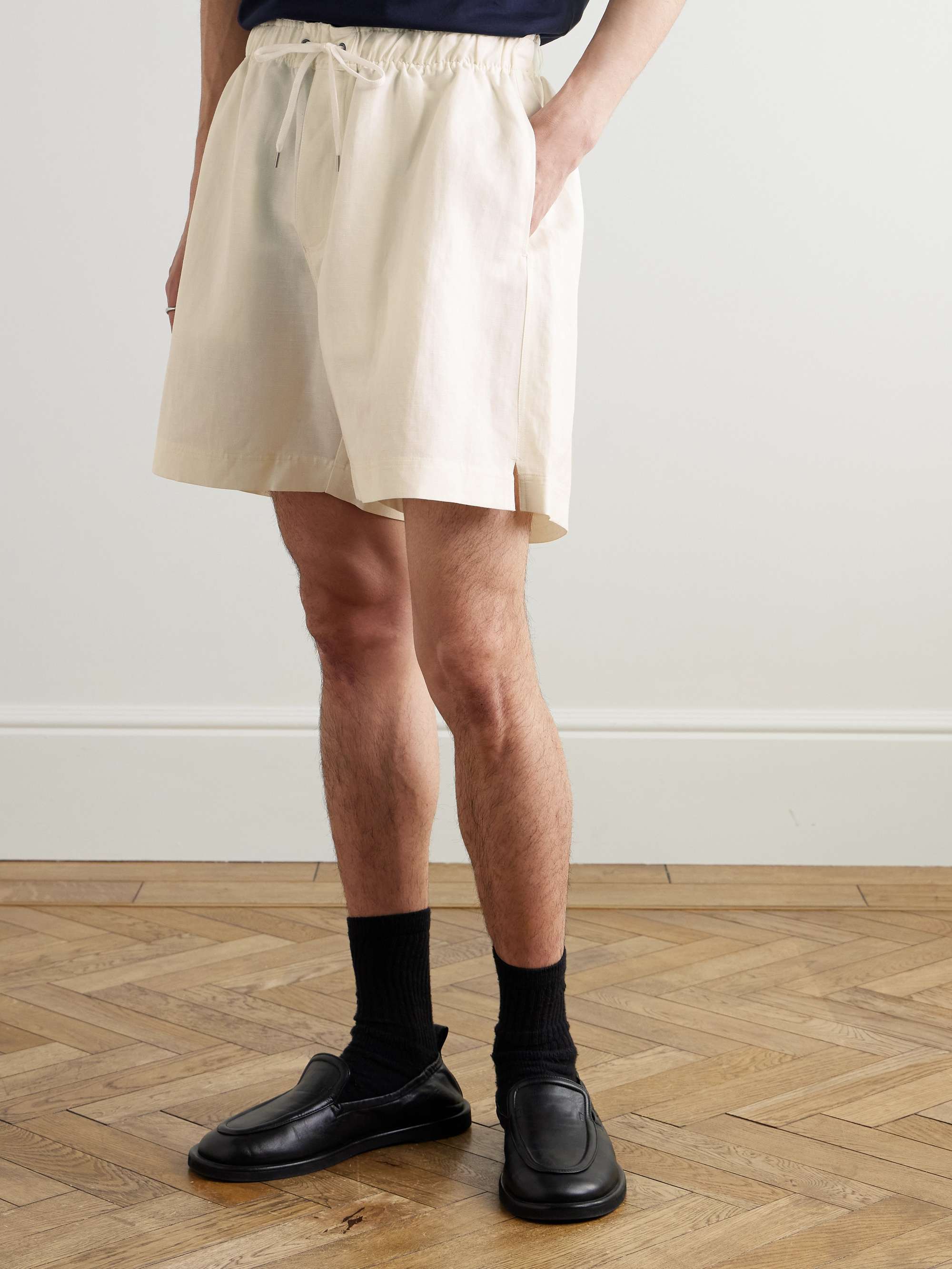 Starboard Wide-Leg Linen and Wool-Blend Drawstring Shorts view