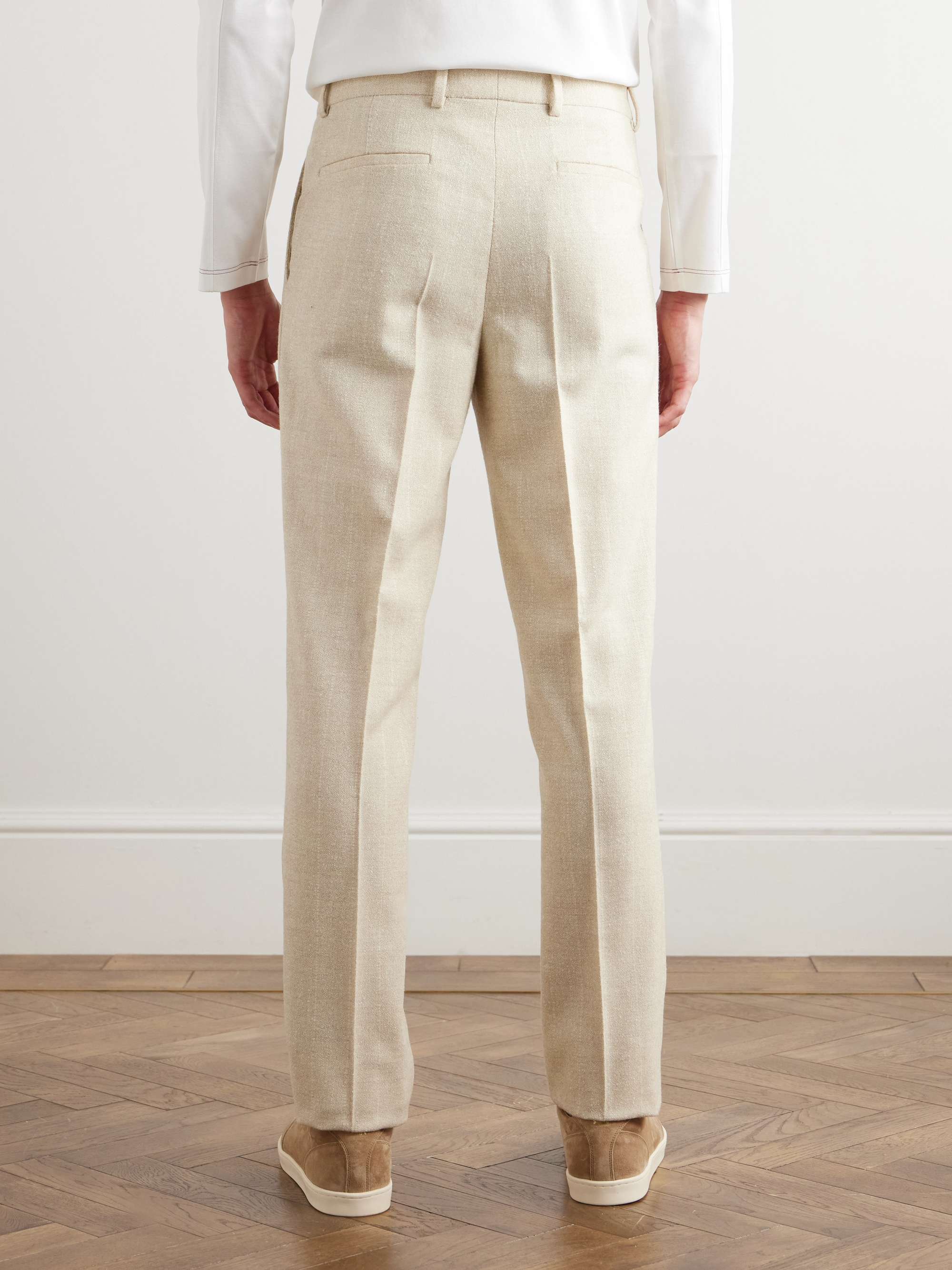 Tapered Pleated Pinstriped Bouclé Suit Trousers view