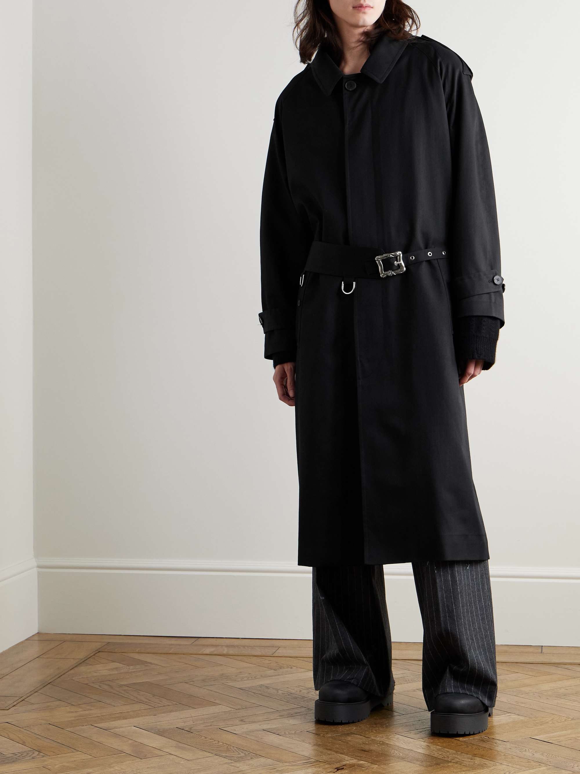 Belted Wool-Blend Twill Trench Coat view