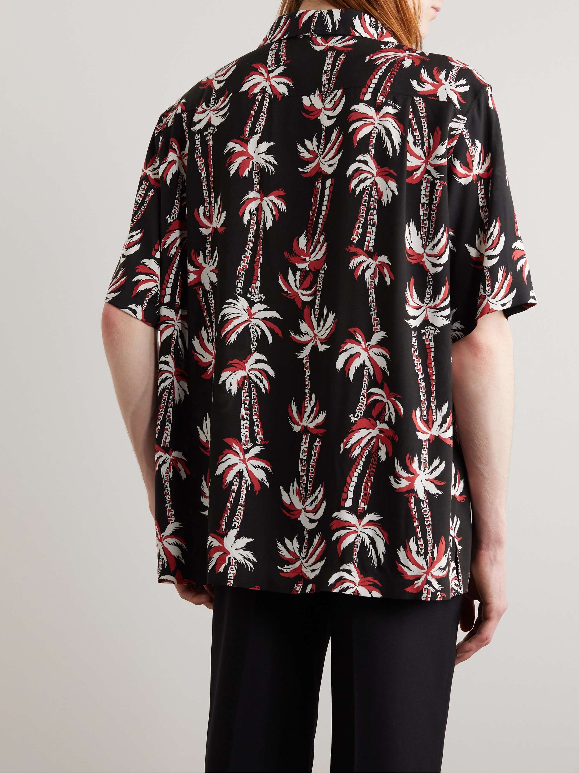 Convertible-Collar Printed Voile Shirt view