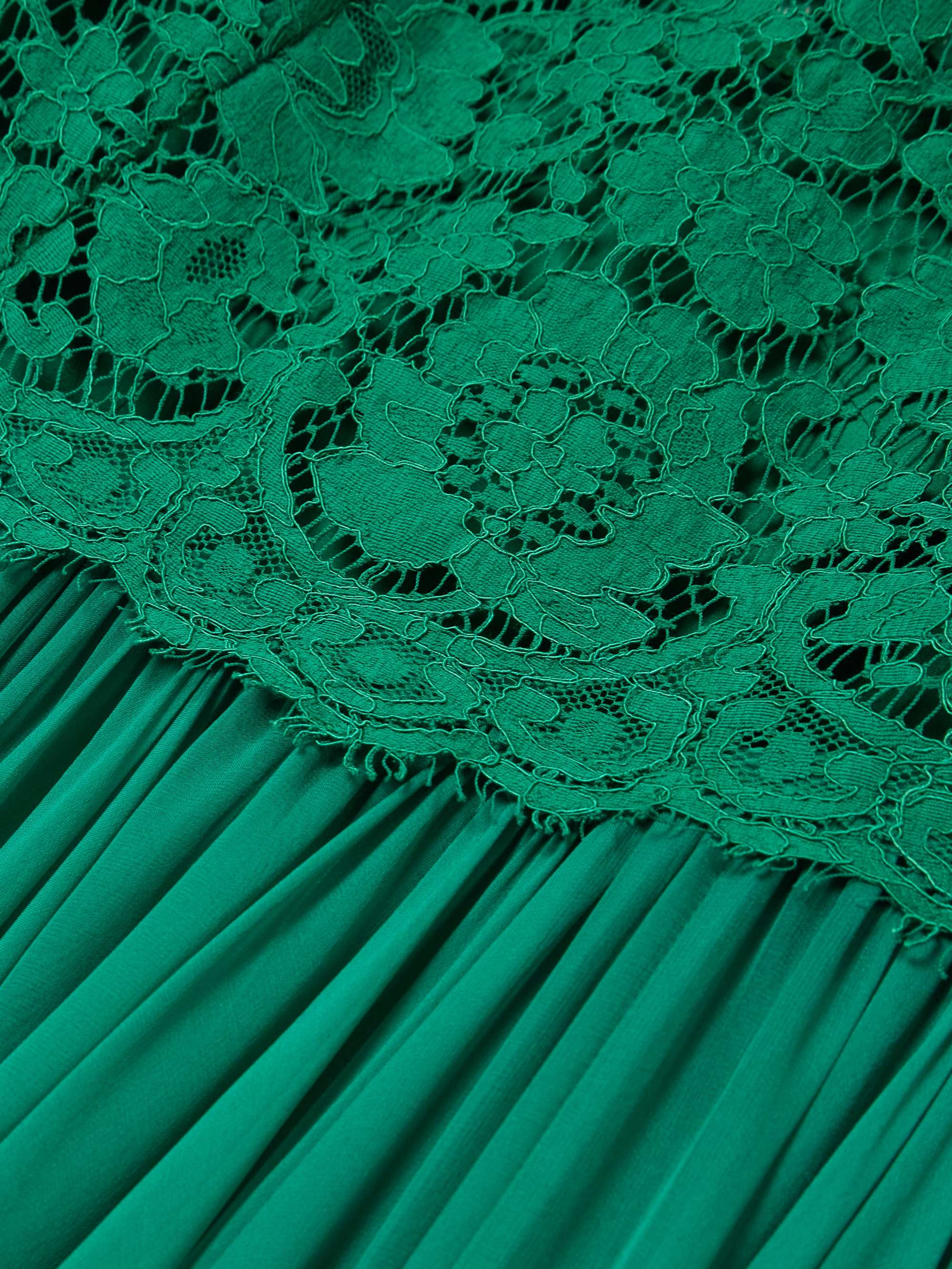 Silk-blend lace and pleated chiffon gown view