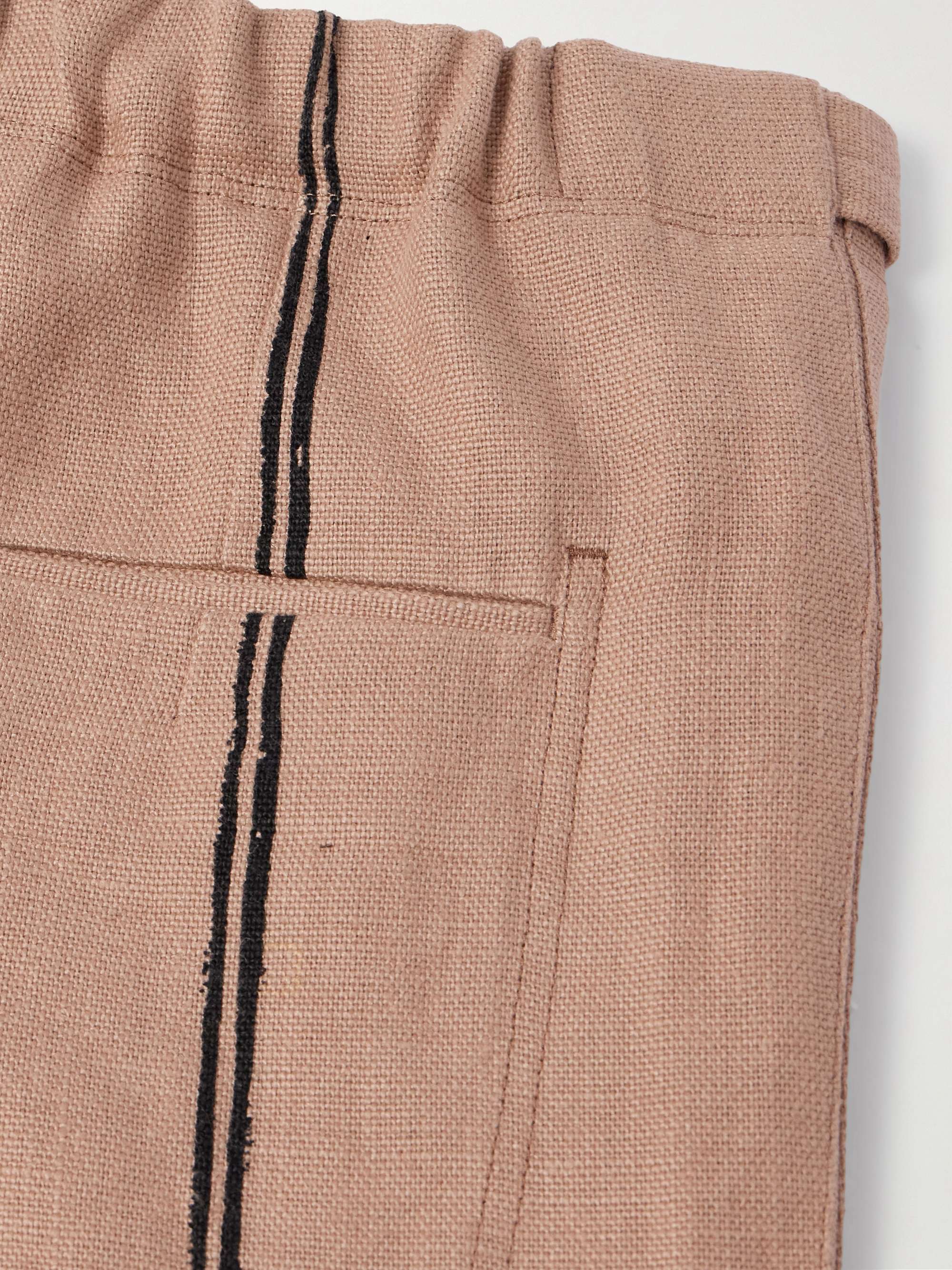 Wide-Leg Belted Striped Oasi Lino Shorts view
