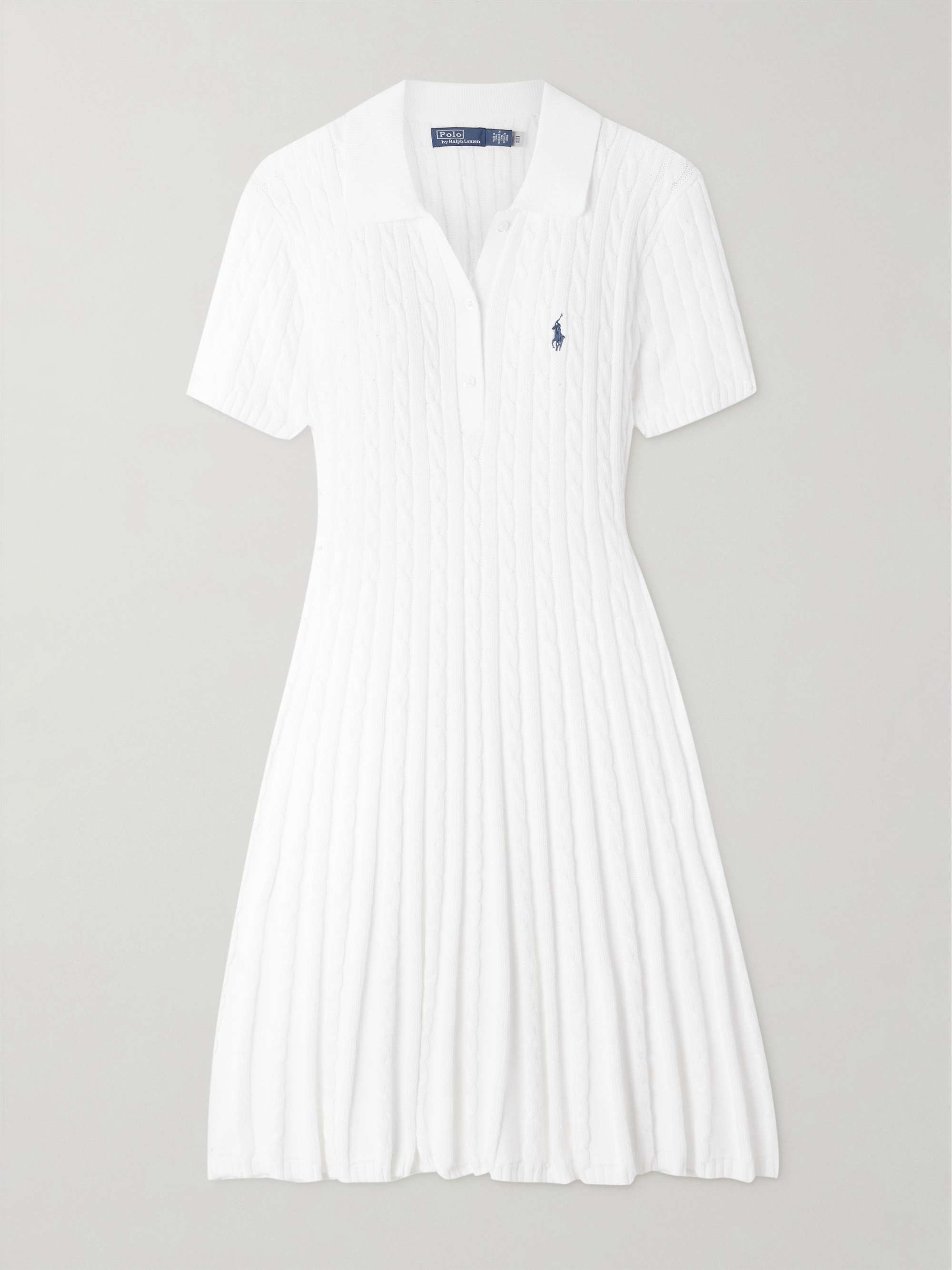 Embroidered cable-knit cotton-blend mini dress view
