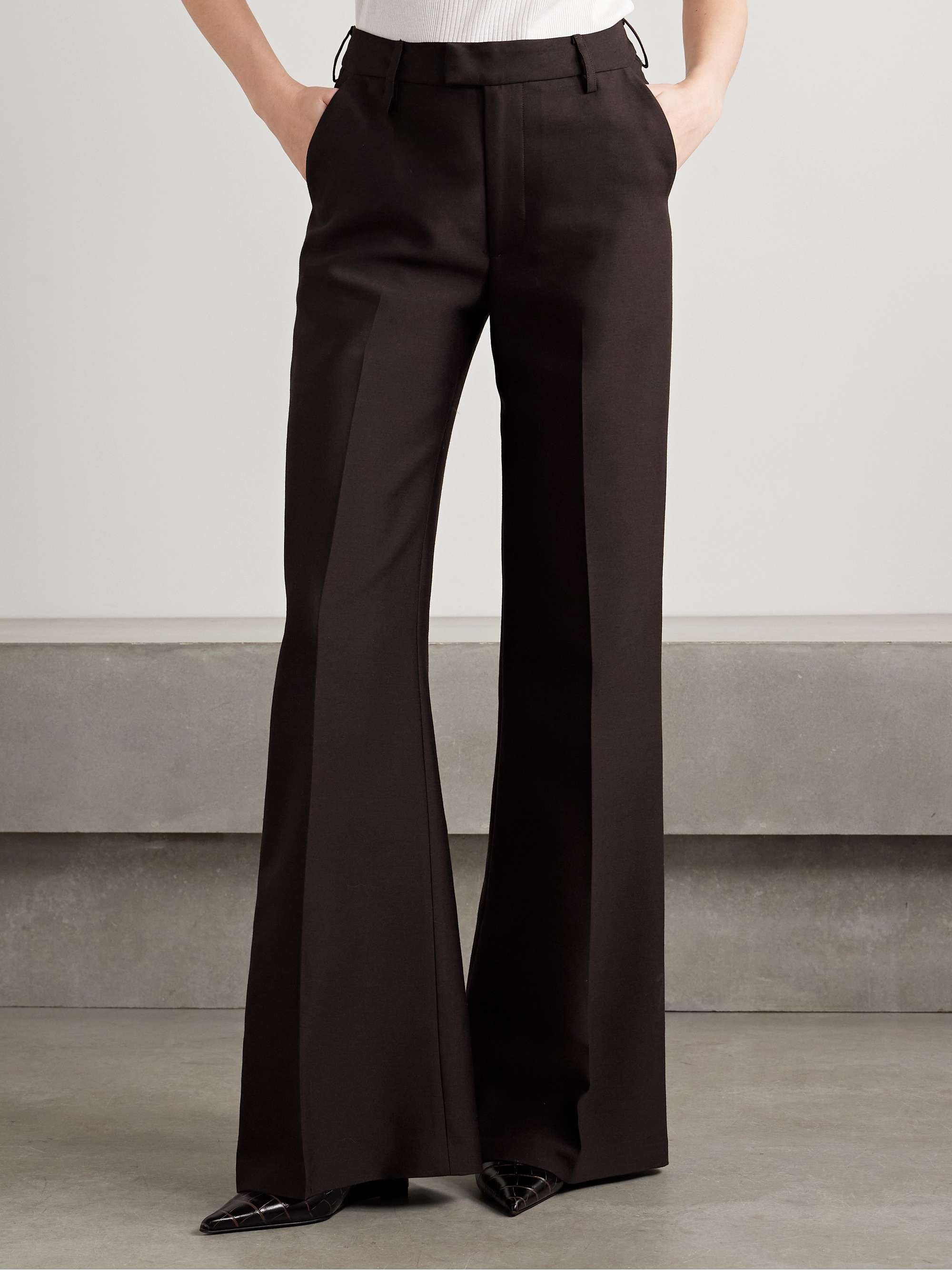 Athena wool and silk-blend twill wide-leg pants view
