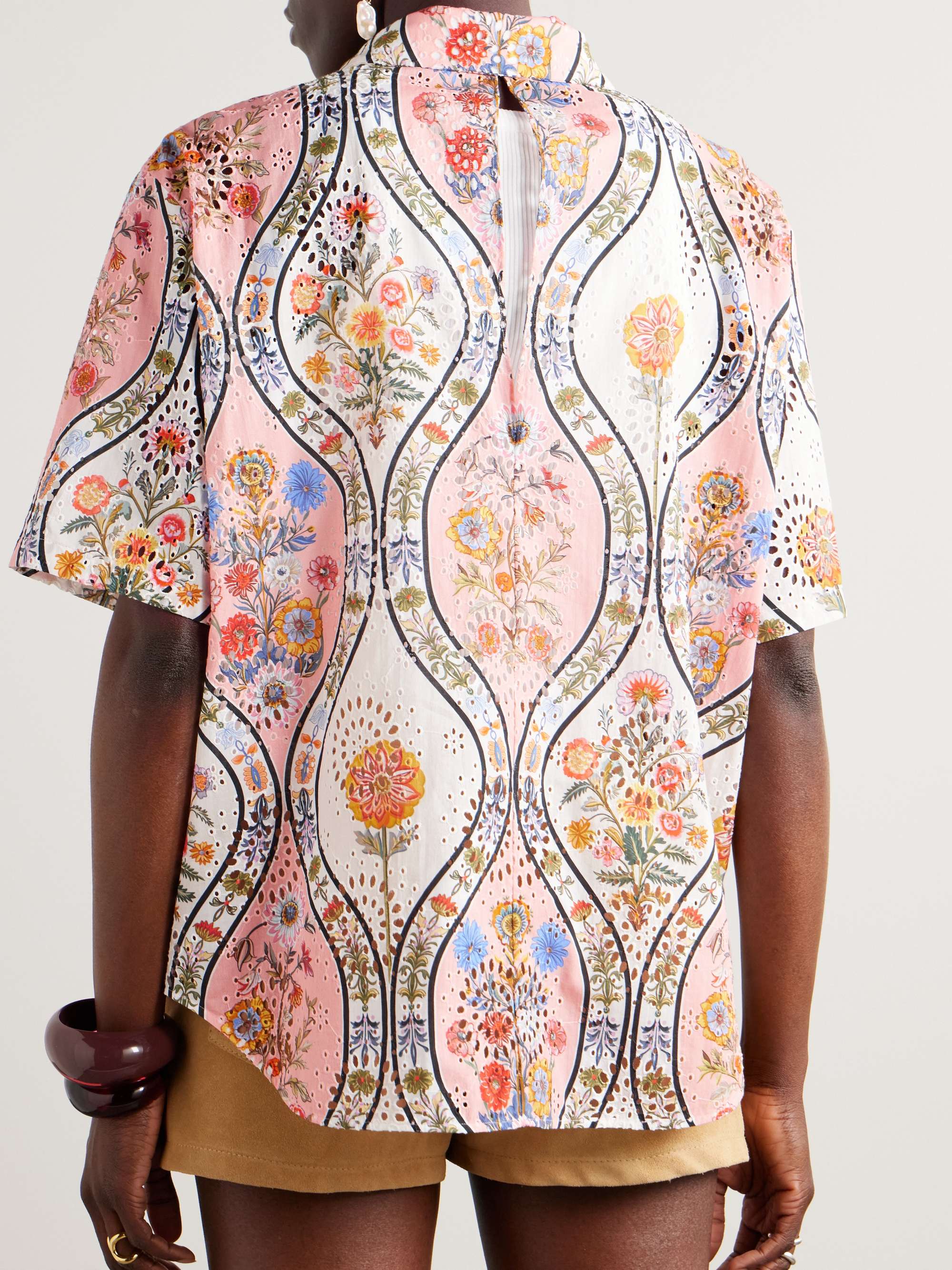 Akari printed broderie anglaise cotton shirt view
