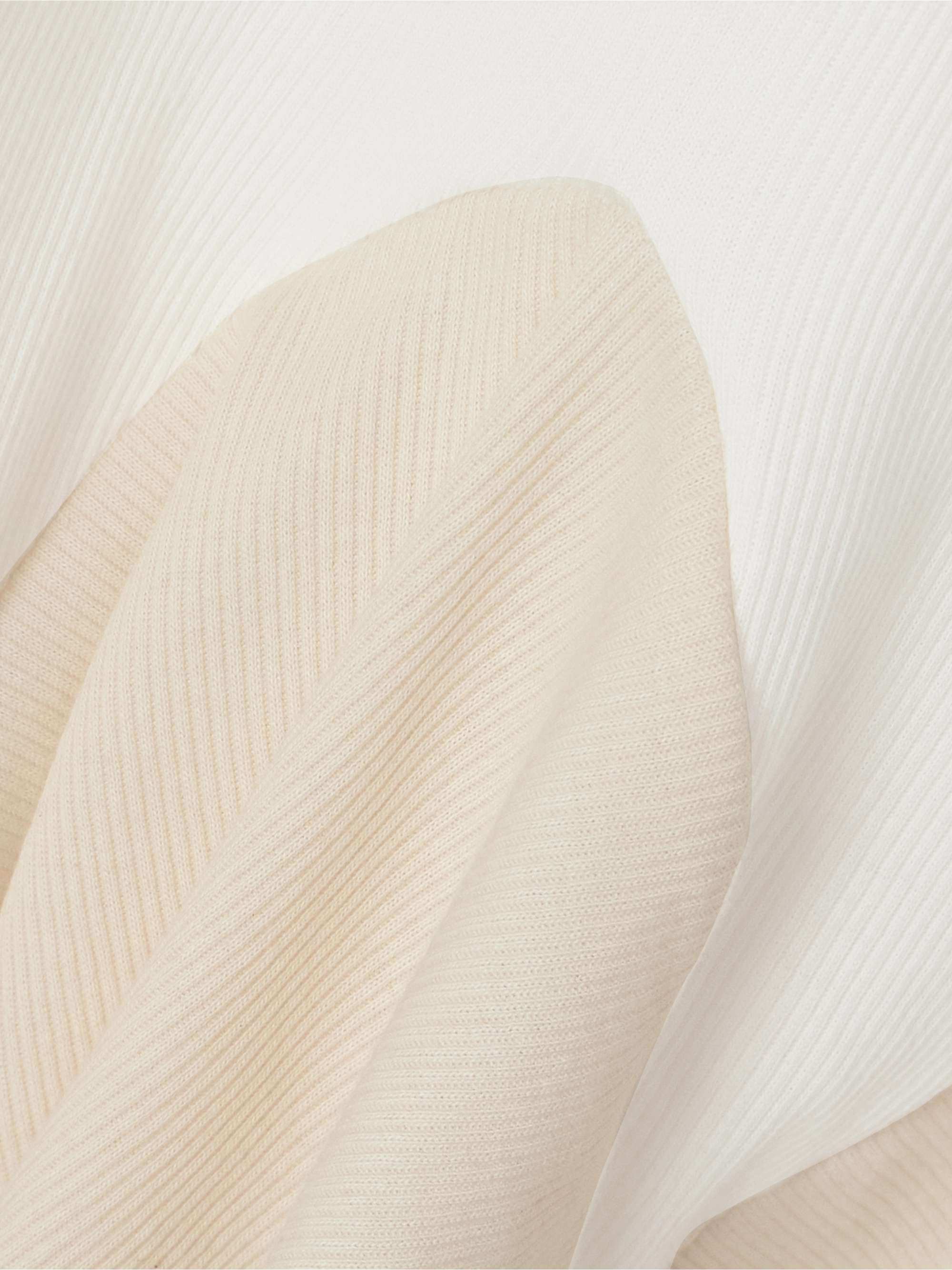 Layered ribbed cotton turtleneck top view