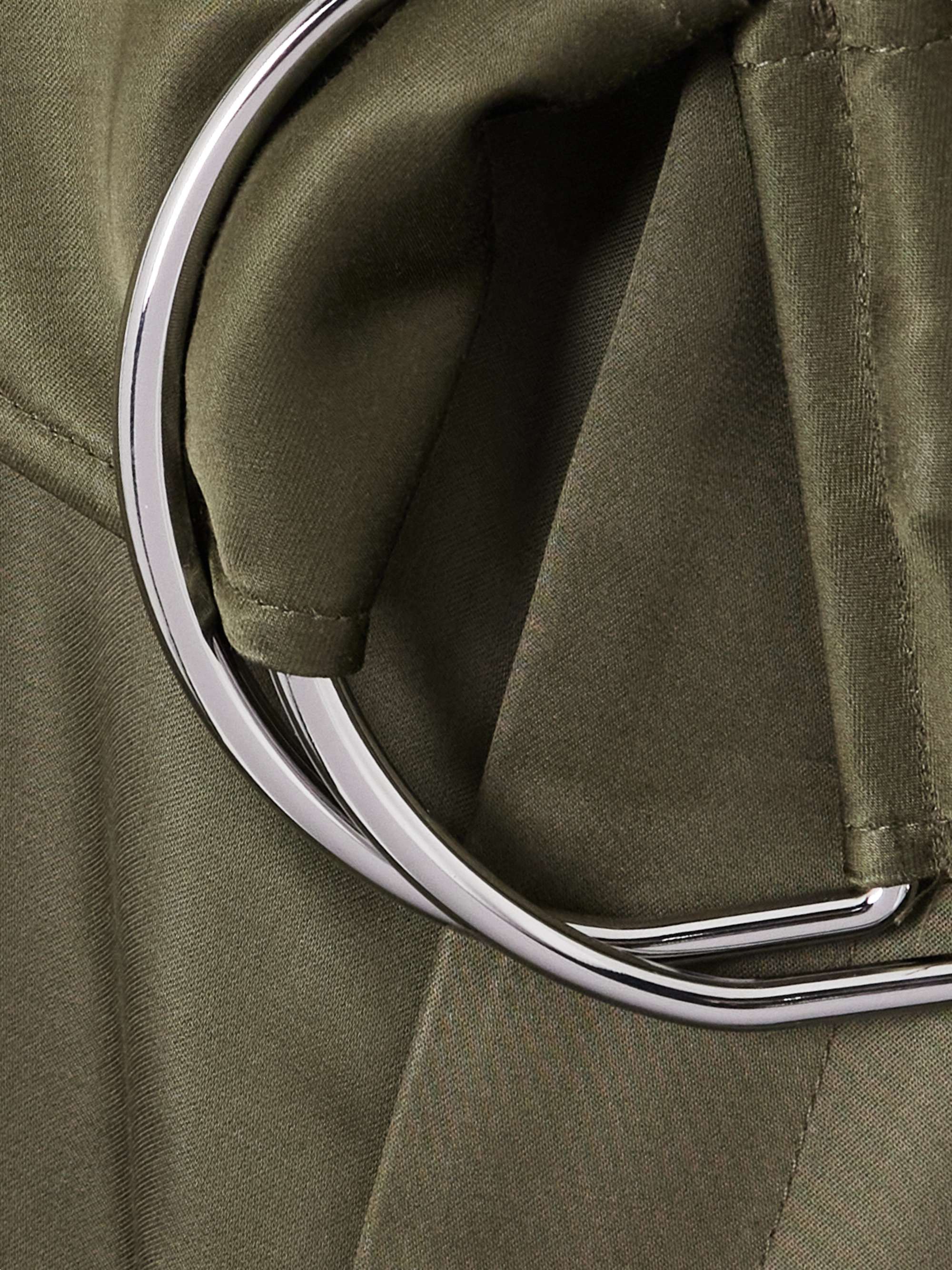 Belted pleated satin wide-leg pants view