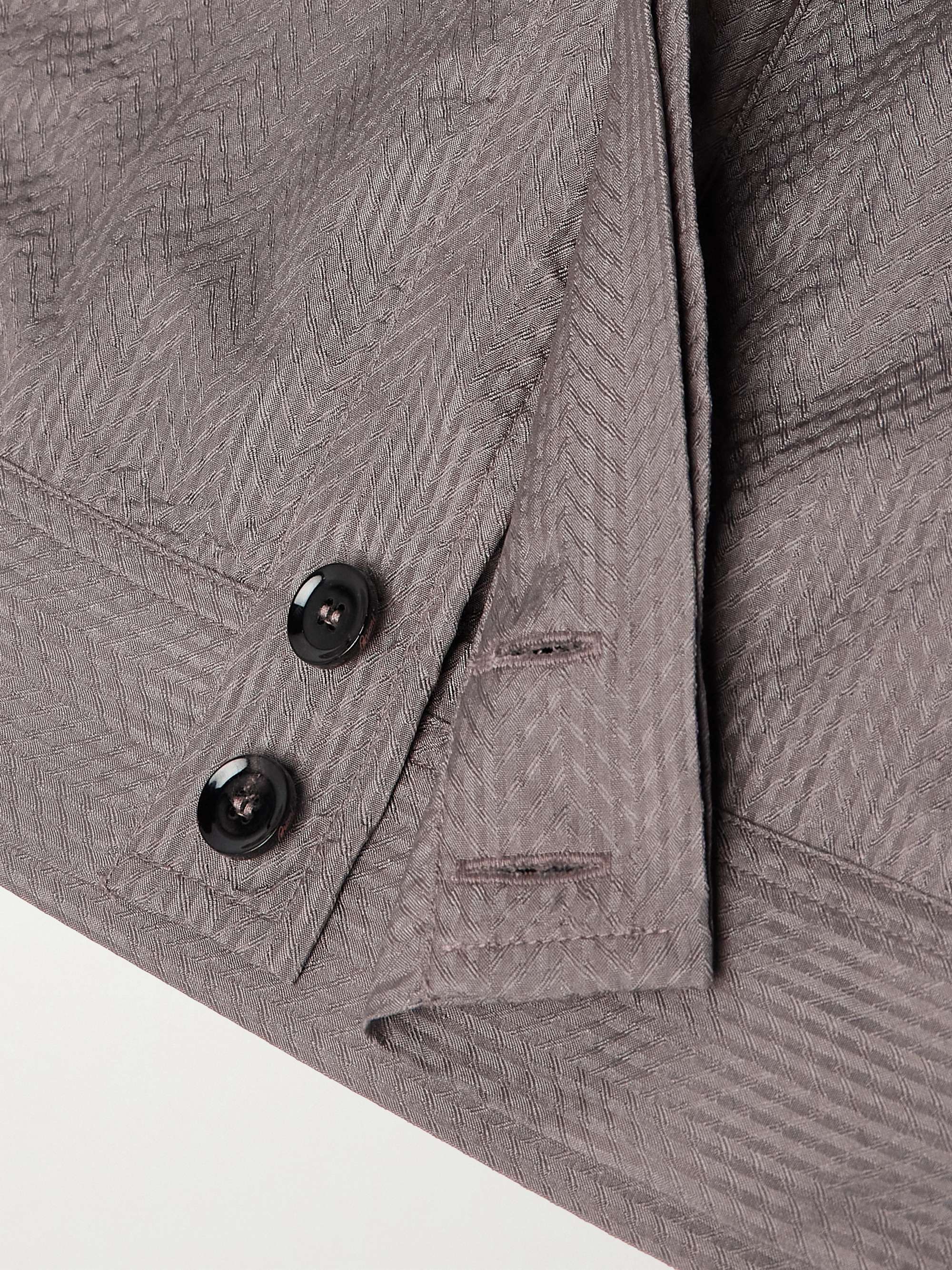 Herringbone Silk-Seersucker Overshirt view