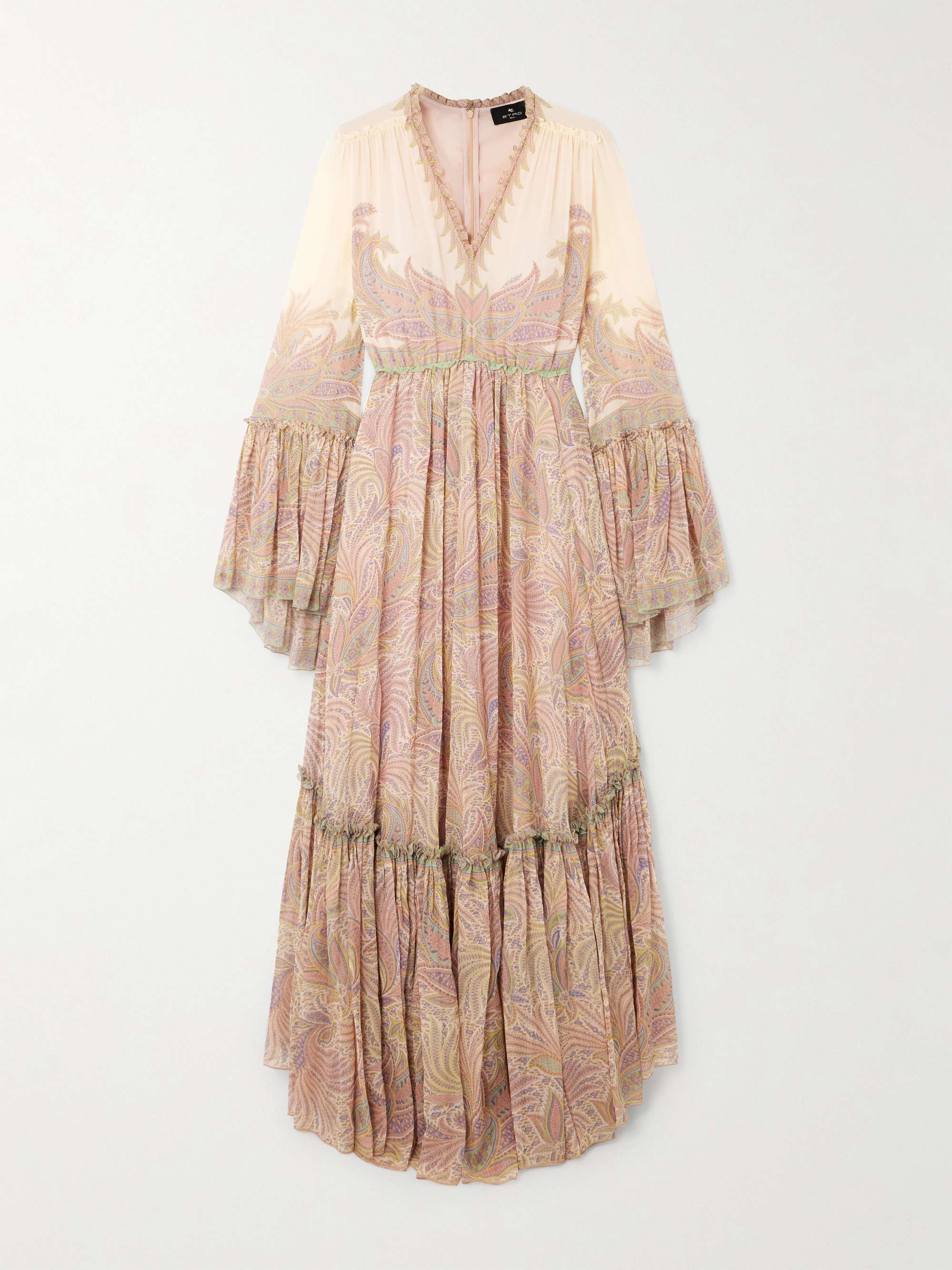 Tiered ruffled printed silk-crepon maxi dress view