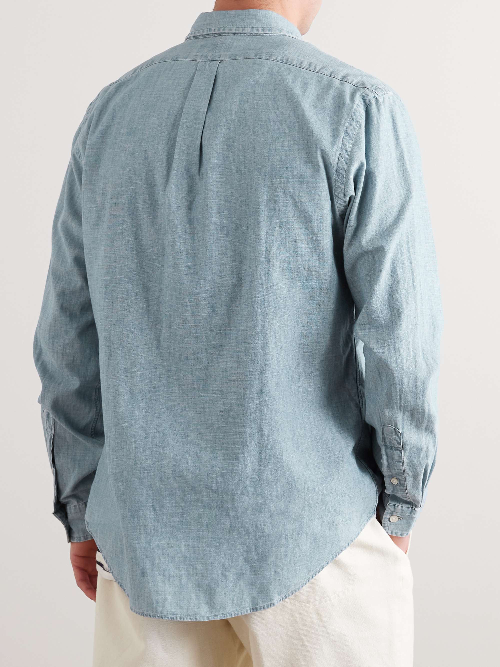 Slim-Fit Washed Cotton-Chambray Shirt view