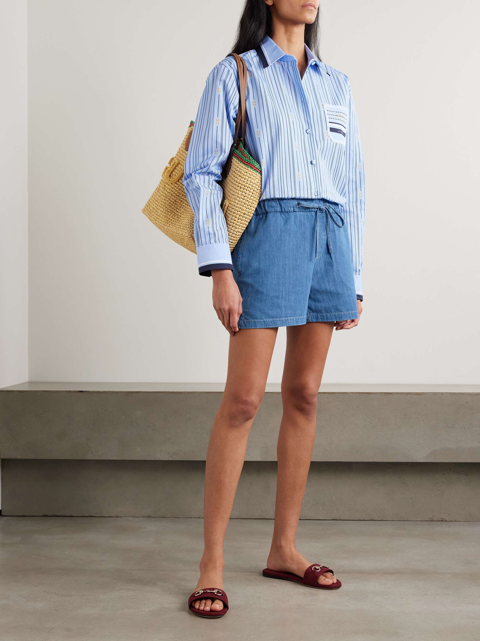 Cotton-chambray shorts view