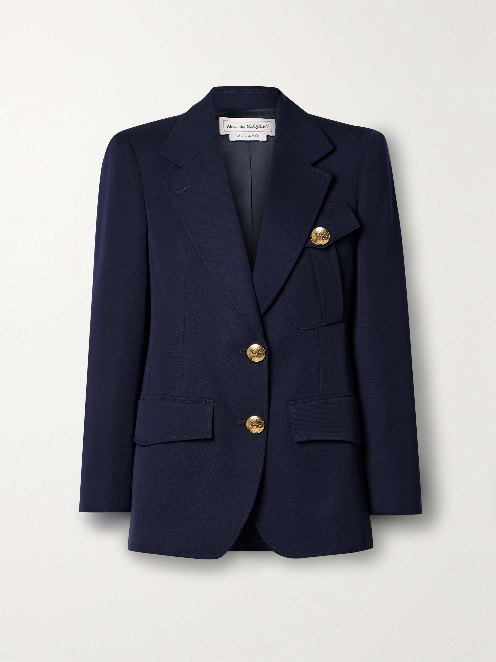 Button-embellished wool-twill blazer view