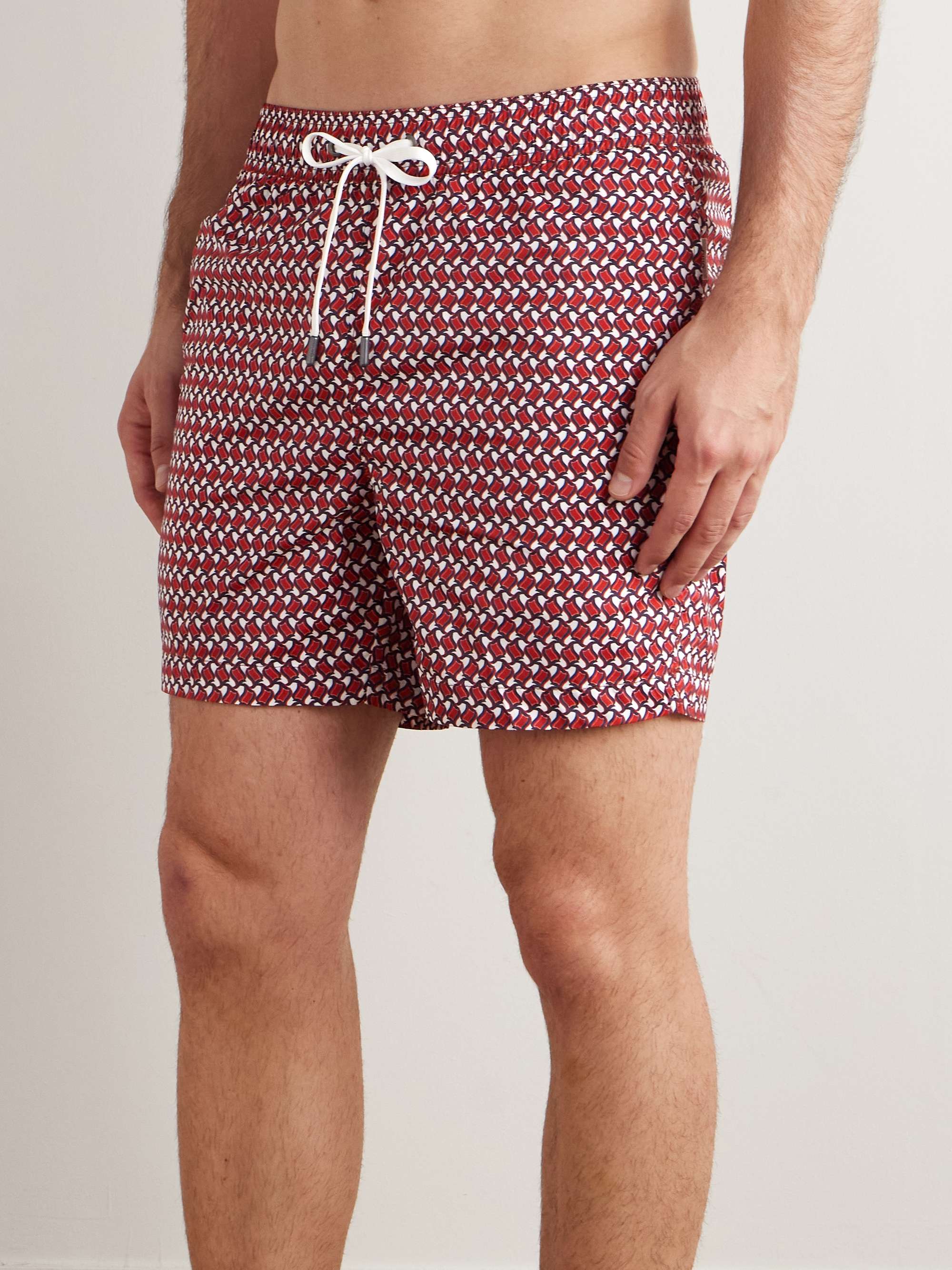 Slim-Fit Mid-Length Printed Swim Shorts view